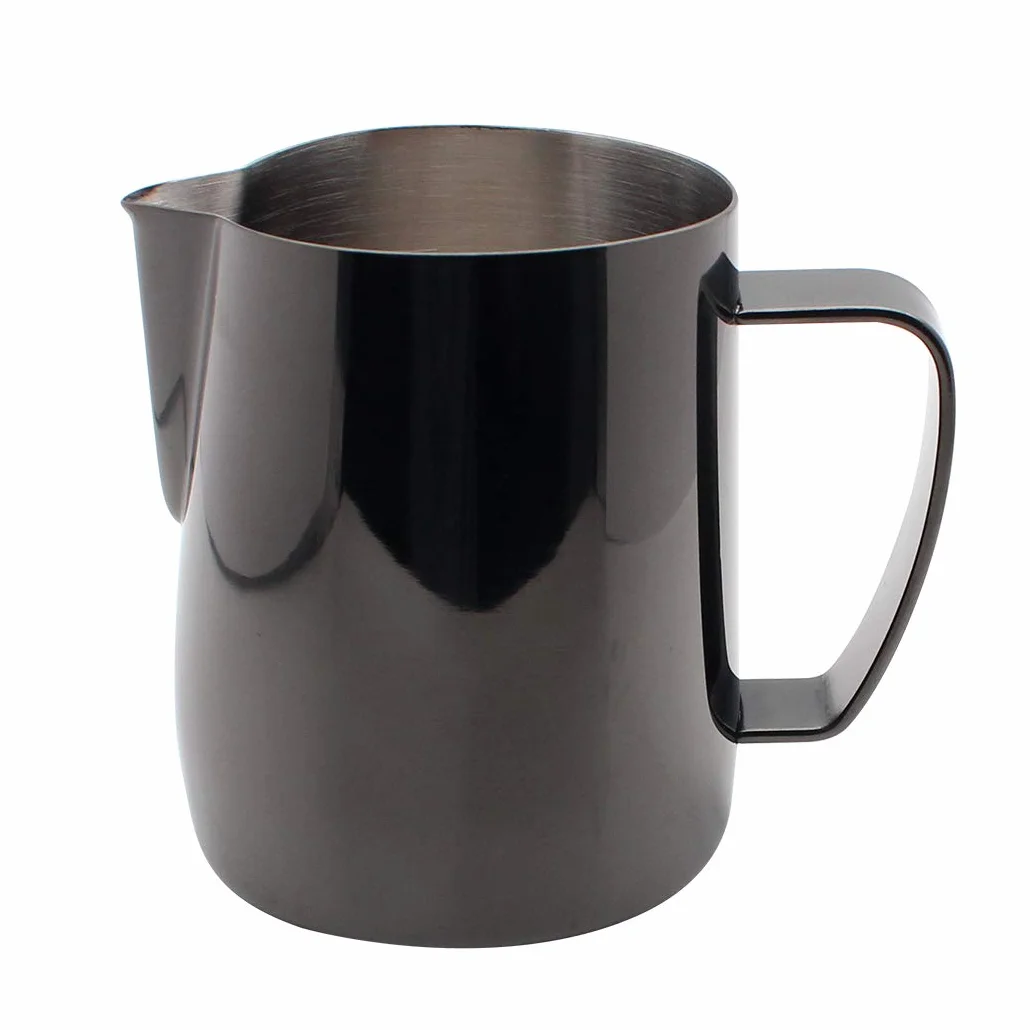 Jarra De Espuma De Leche De Acero Inoxidable Chapada En Titanio 350ML Arte Latte Café Capuchino Negro