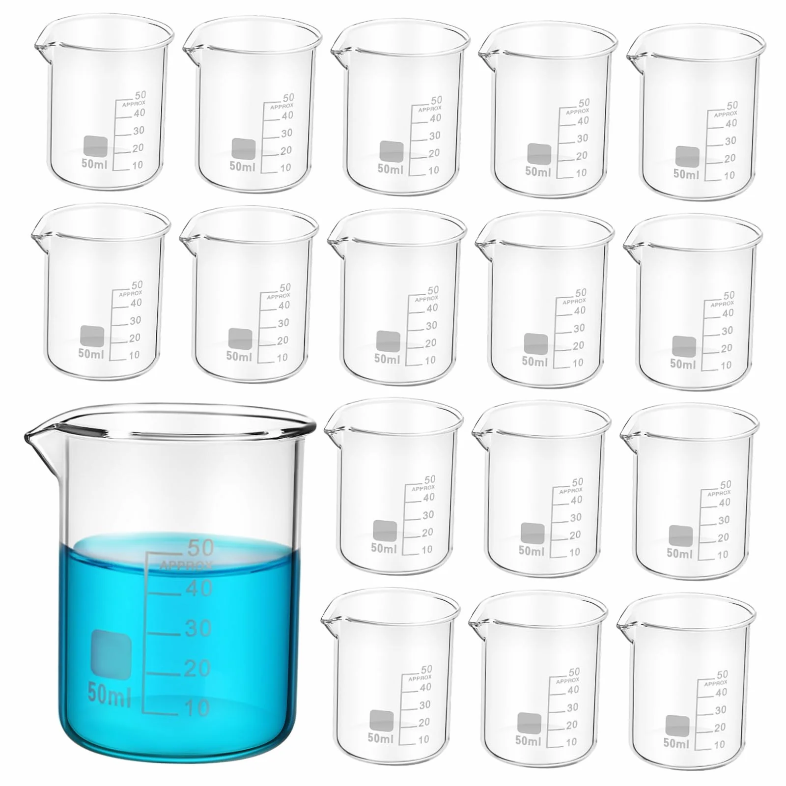 Mipcase Vasos Graduados De 20 Piezas Para Laboratorio De Medición Pequeños Vasos De Laboratorio De Ciencias Vasos De Muestra De Borosilicato Vasos De Mezcla Métricos Para Química