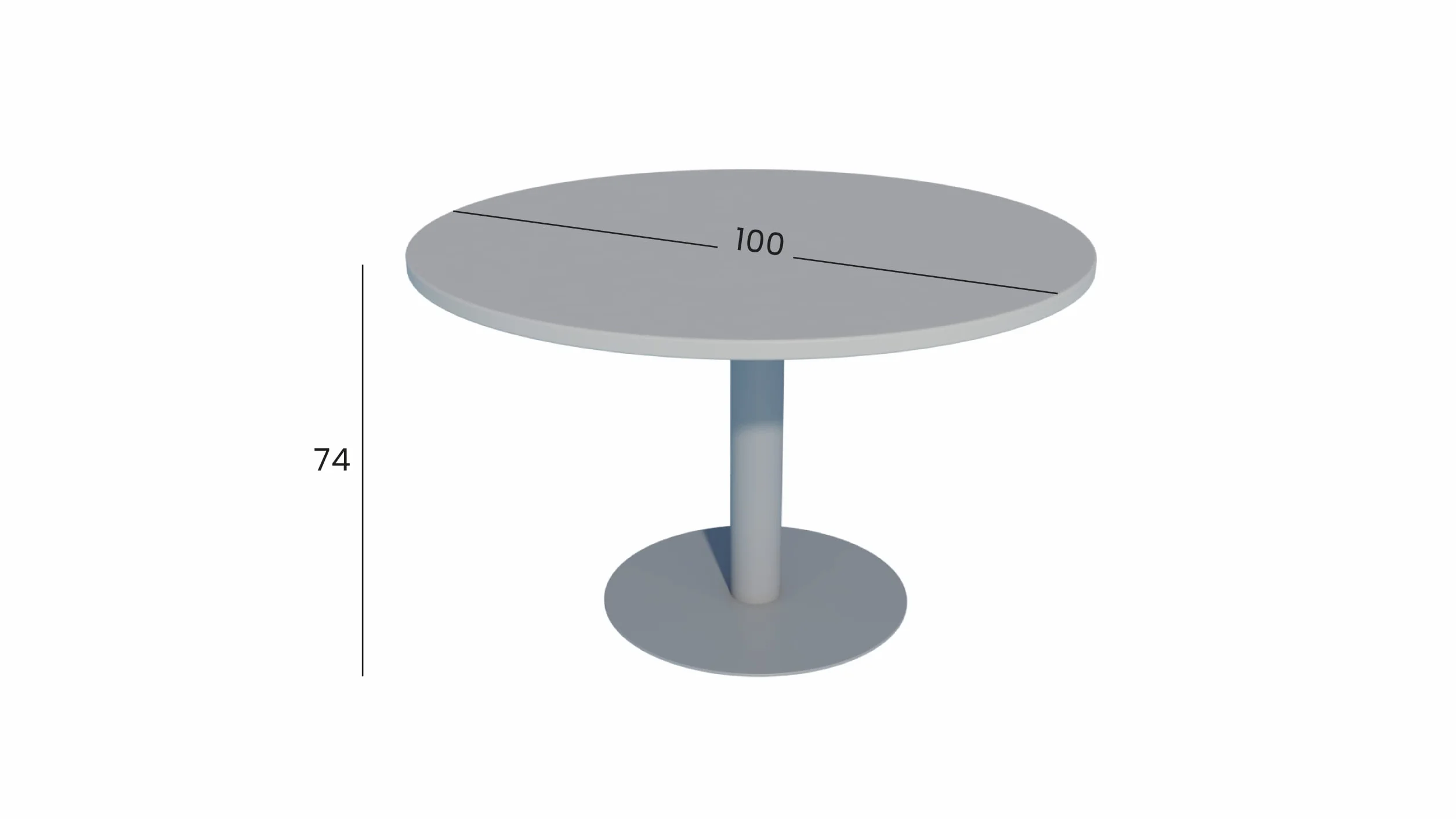 Euromof Mesa de Reuniones, Redonda, Gris. 100Ø. con Base Cilíndrica.
