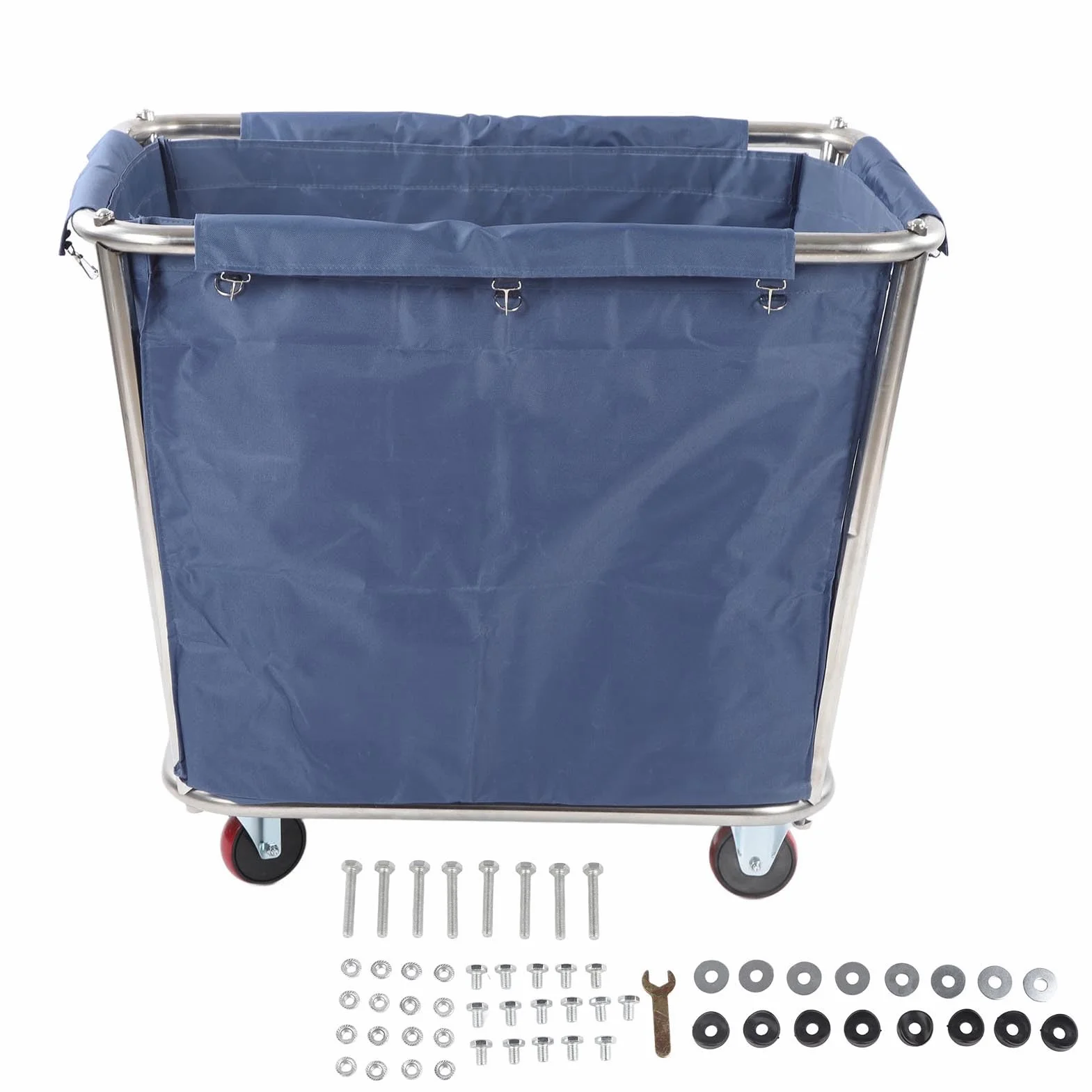 Lyrlody Carrito de lavandería comercial con ruedas industriales, cesta para la colada, carro de camión con cesta de acero inoxidable resistente, capacidad de 350 l, resistente al desgaste