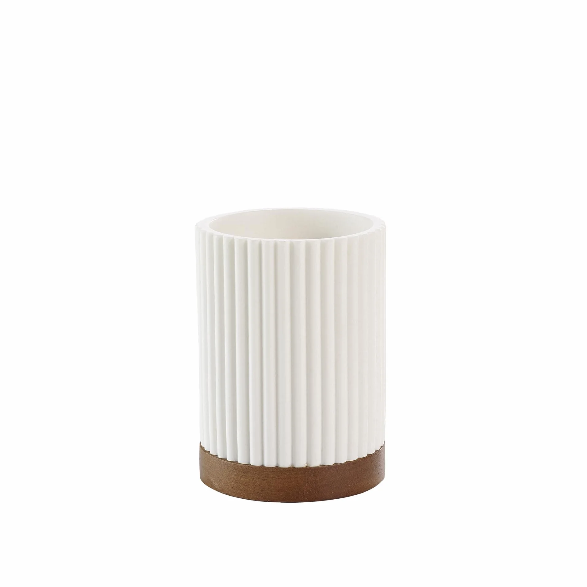 Douceur d'Intérieur Niagara Vaso Blanco Poliresina y Acacia 8 x 10,8 cm