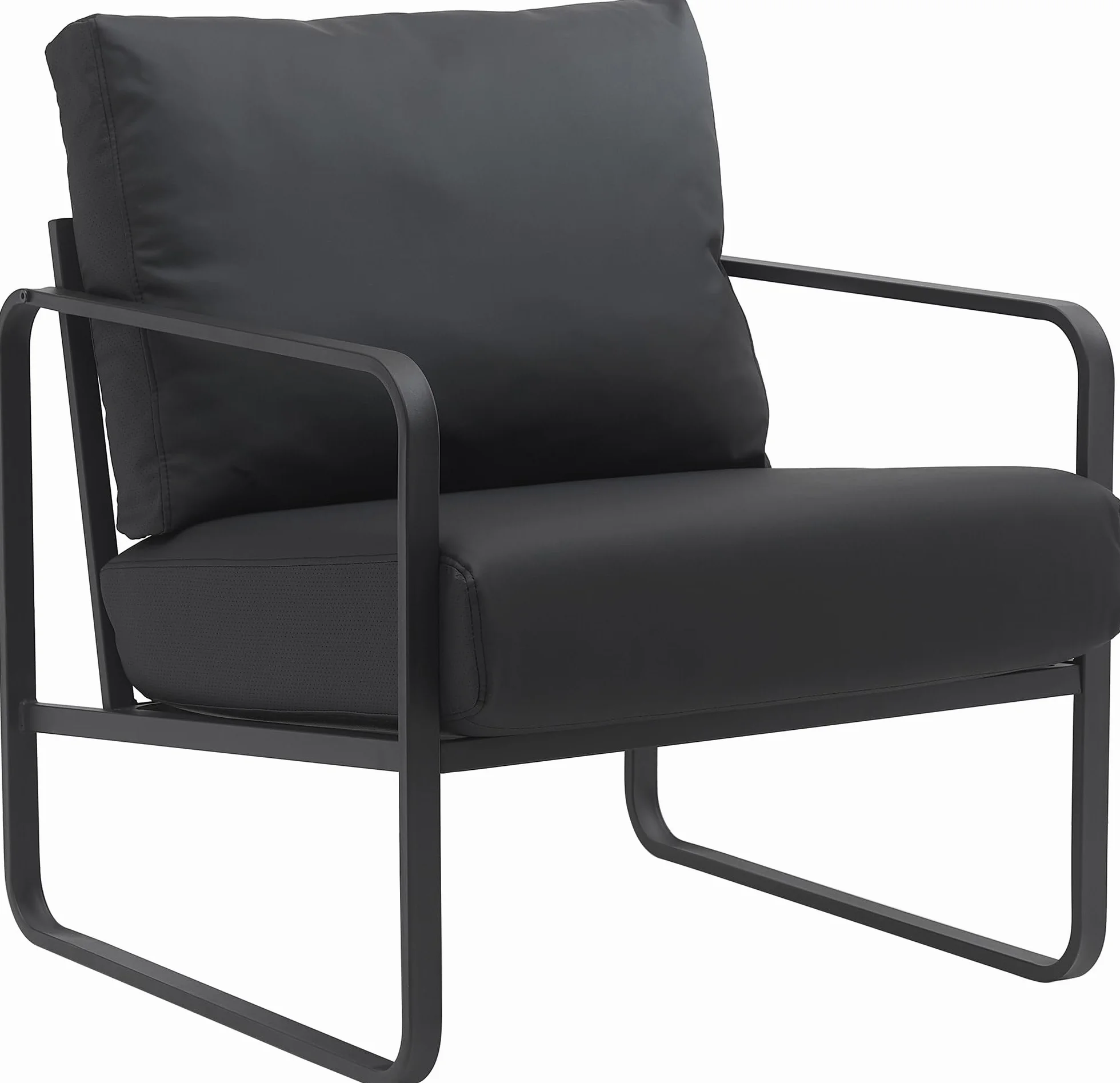 CLP Sillón Relax Manea Tapizado En Polipiel o Tela I Silla Ancha con Base Metálica I Poltrona Elegante & Acolchada, Color:Negro, Material:Cuero Sintetico