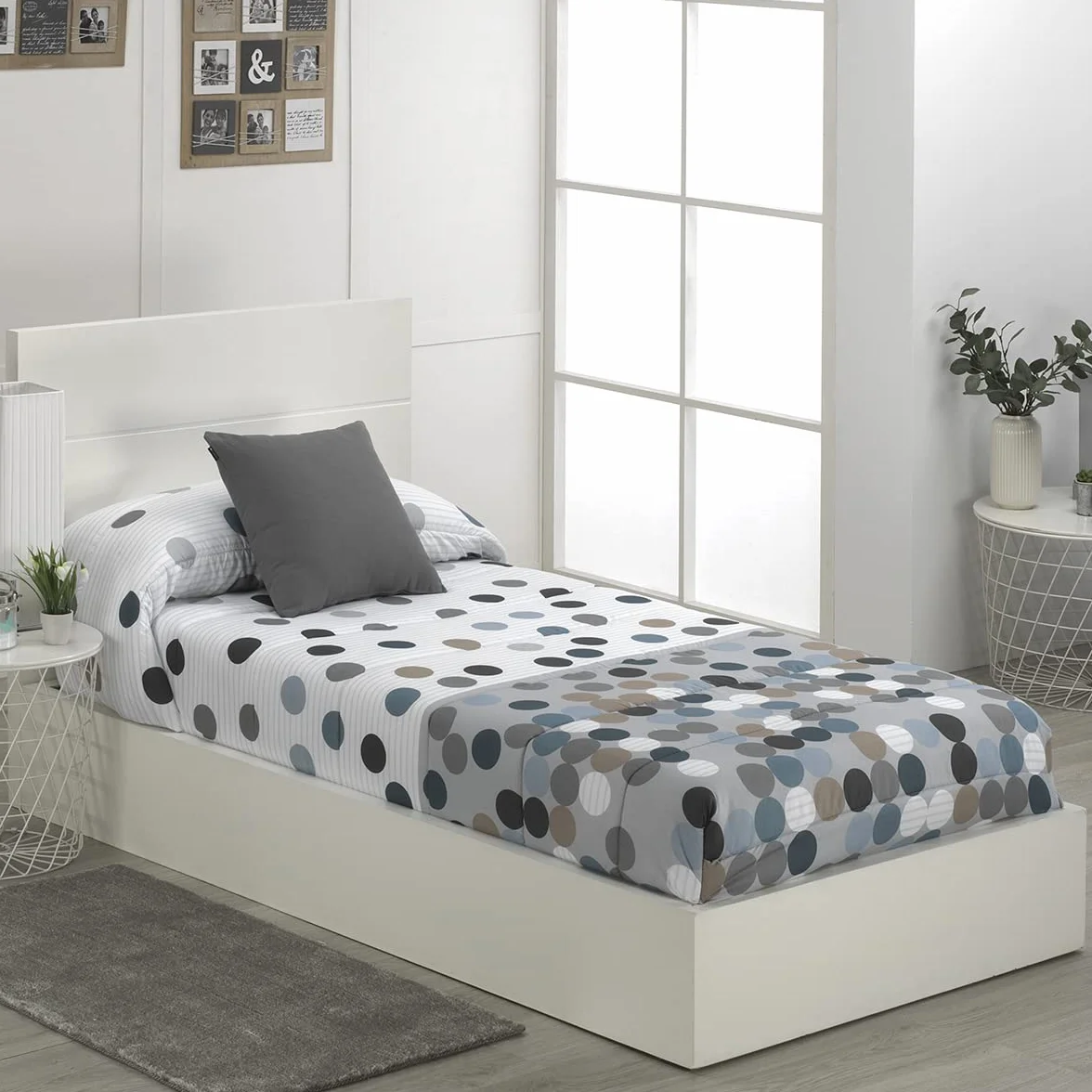 Lanovenanube Edredón Ajustable Vilma Gris Cama 120, 100% Microfibra 250g | Tacto melocotón, ajuste al colchón y uso para épocas de frío. Largo 190/200 cm. Fabricado en España. No incluye cojines