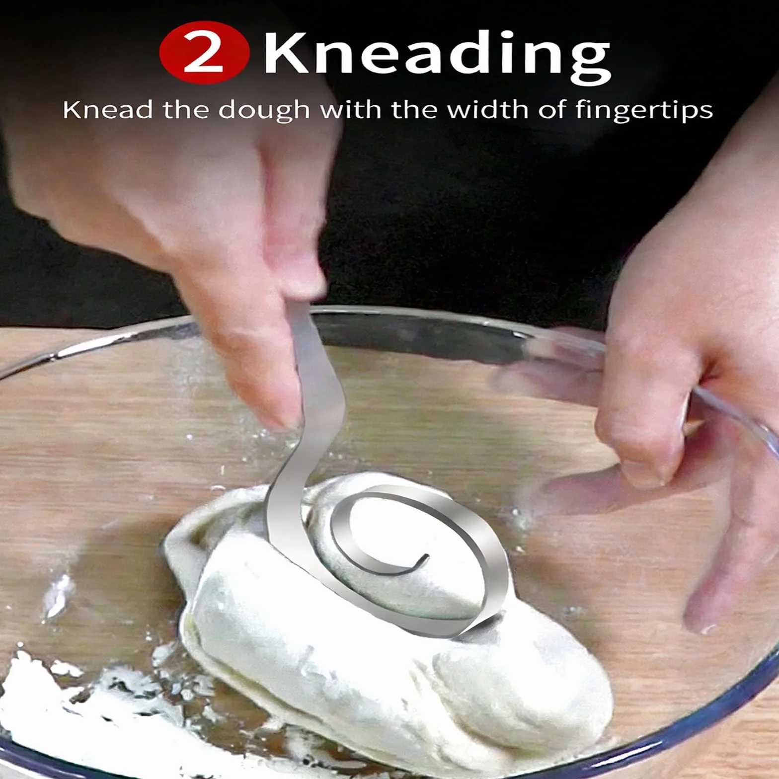 Batidora de masa de acero inoxidable, apta para lavavajillas, con mango ergonómico, herramienta de cocina para mezclar pasteles, ergonómica