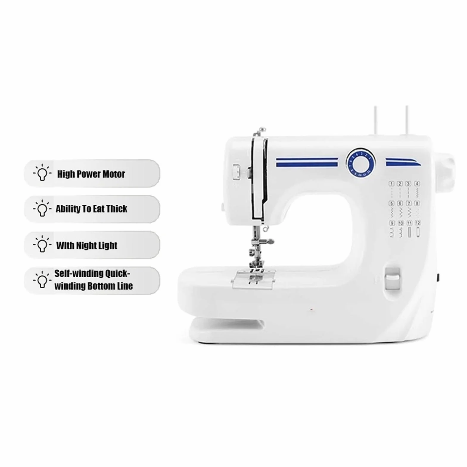 Máquina De Coser Doméstica Portátil UFR-608A, Mini Multifunción 6V/9W, Gruesa Con Pedal Eléctrico