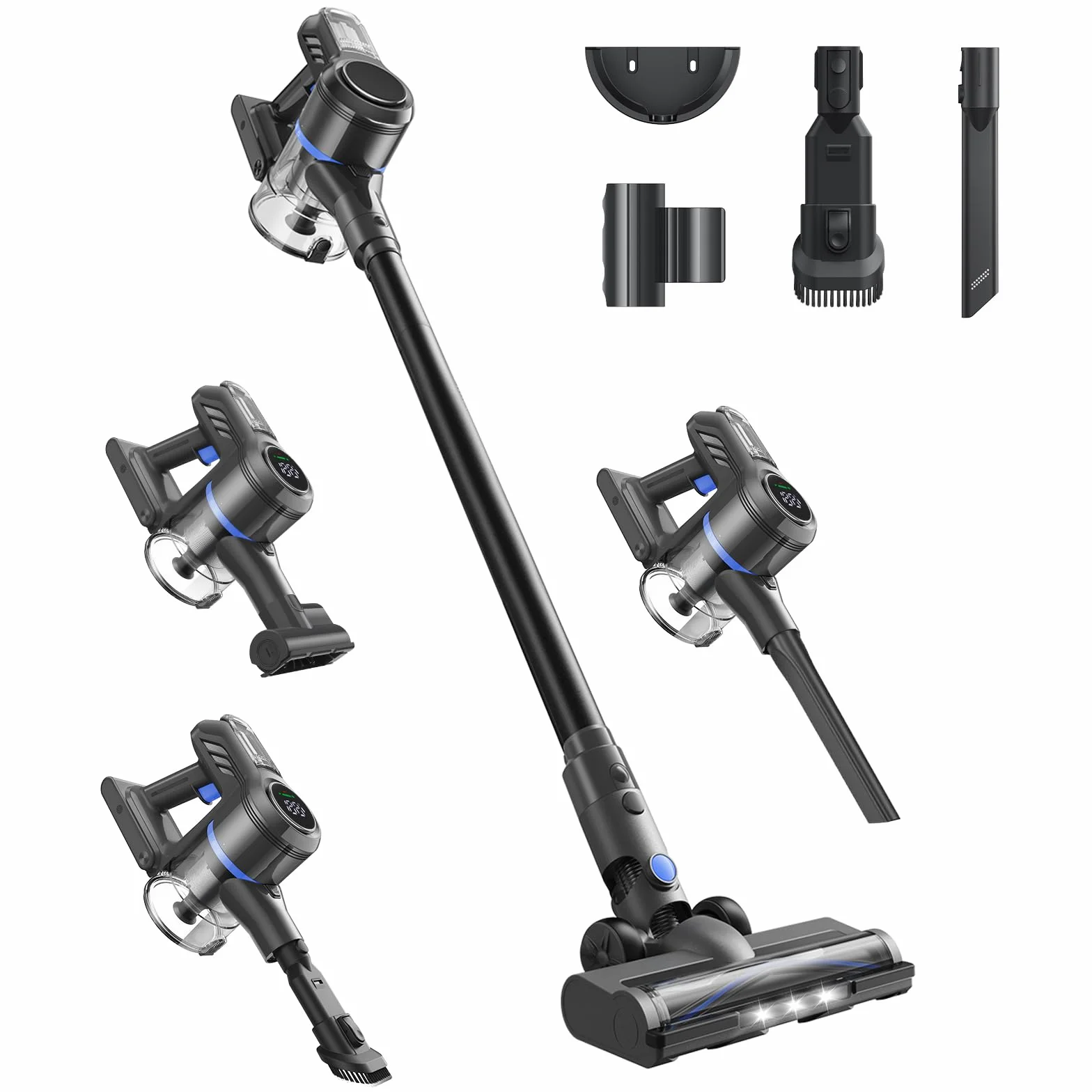 DREAME V20 Pro-A Aspirador Sin Cable, Limpieza de Bordes a 0 mm, Sin Enredos, Limpieza de Suelos Duros y Alfombras, 24000 PA/Succión de 210 AW, 90 min de Autonomía Máx., Limpieza de Pelo de Mascotas