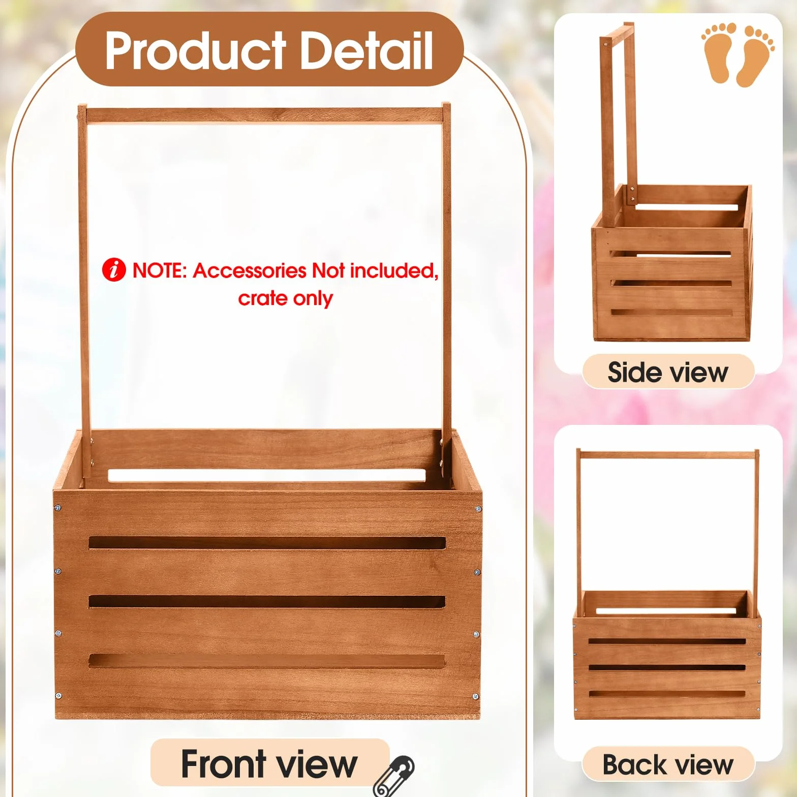 Suzile Caja de madera para baby shower, cesta de regalo, banco de arcilla | Perchero para ropa de bebé con asa, caja de almacenamiento para revelación de género para niños y niñas recién nacidos
