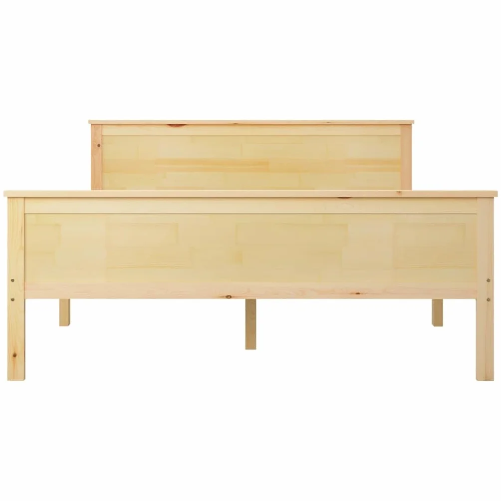 Marco de cama de madera maciza para dormitorio, 120 x 200 cm, madera de pino natural, plataforma estable con cabecero para adultos, jóvenes, muebles robustos sin colchón