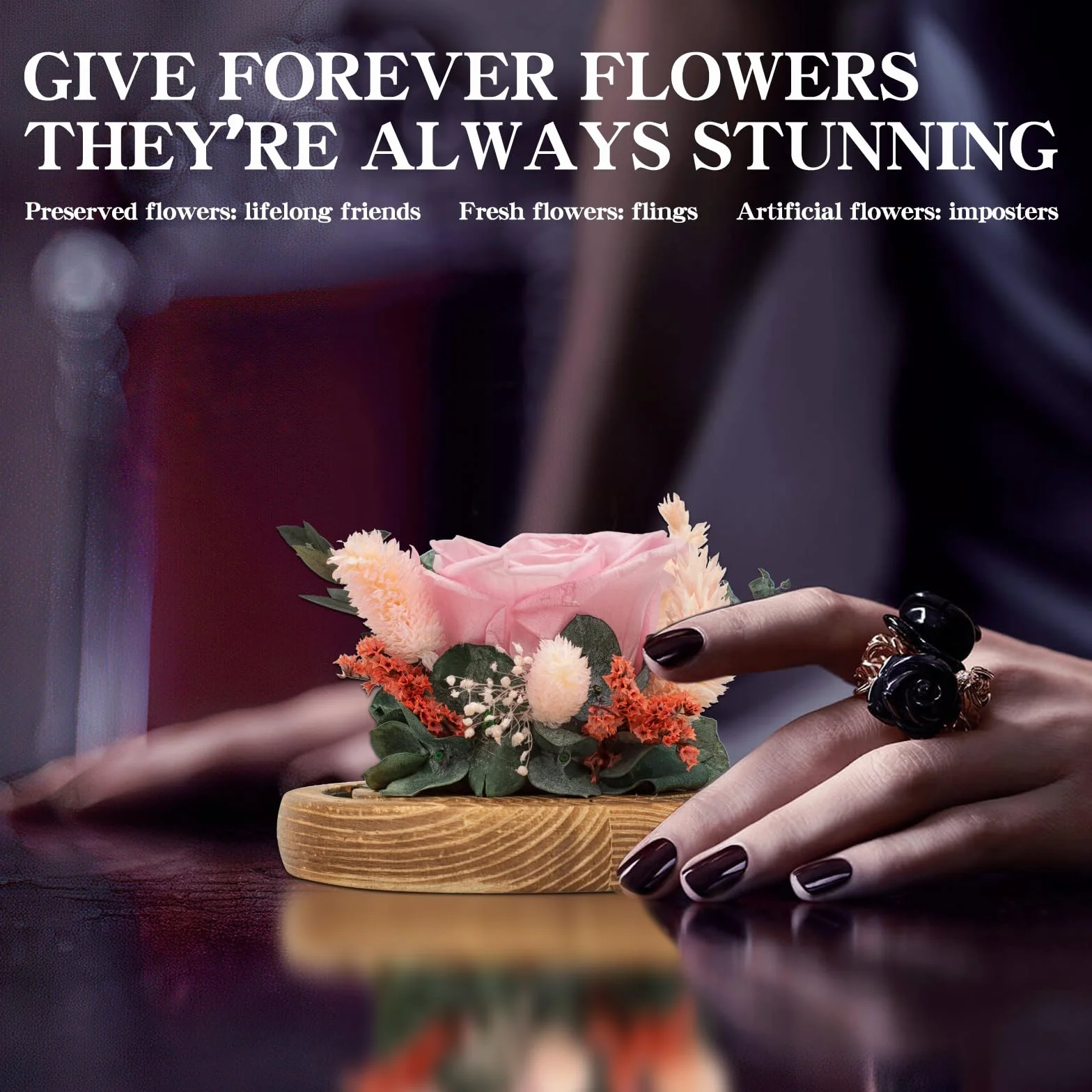 Regalo Flor Regalos de flores preservadas para mujeres, rosas preservadas rosas en cúpula de cristal, arreglos florales de rosas reales, flores para siempre para mamá, regalos de cumpleaños para