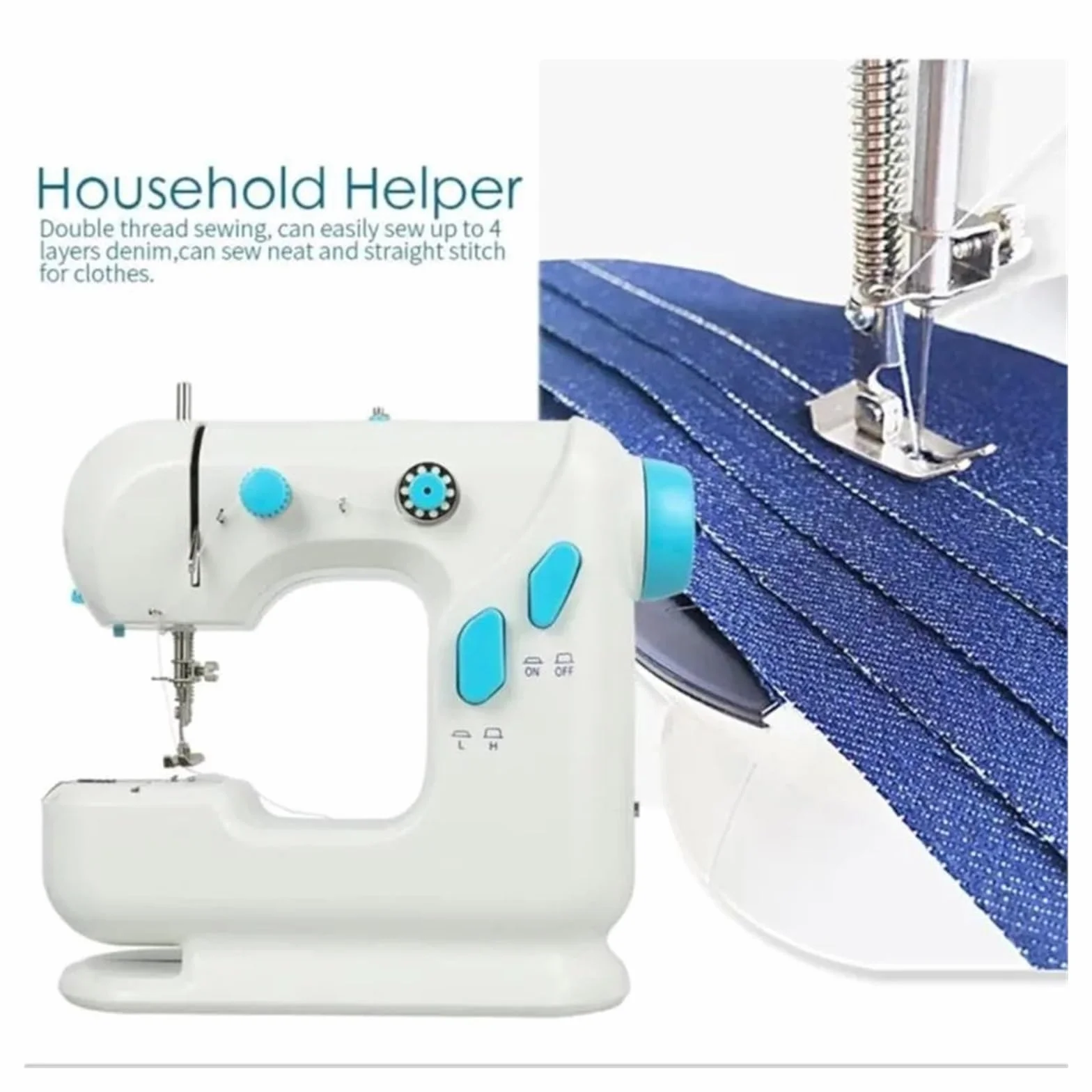 Mini Máquina De Coser Con Luz Integrada, Reparación Dos Velocidades, Doble Hilo, Pedal Eléctrico, Dispositivo Pequeño Costura Potente Silenciosa Y Estable