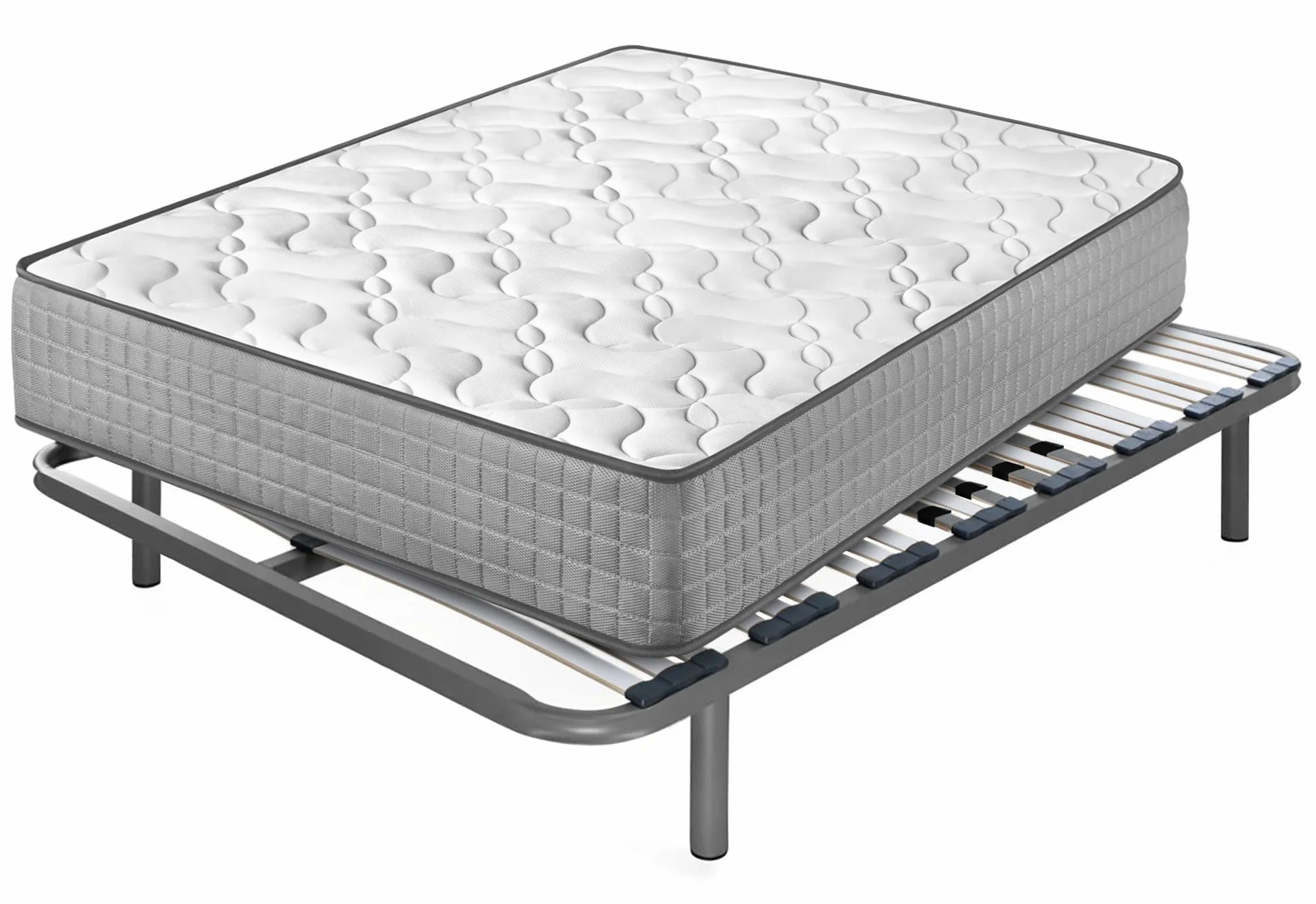 Colchón Viscoelástico Diamond Fresh + Somier Apolo con 5 Patas de 32 cm | Medida: 120x200 cm