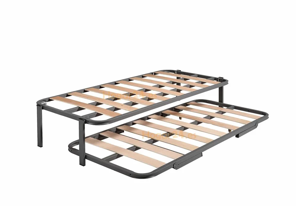 Hogar 24 Cama Nido con 2 somieres Estructura Reforzada Doble Barra Superior + Patas, Acero, 90x190 cm