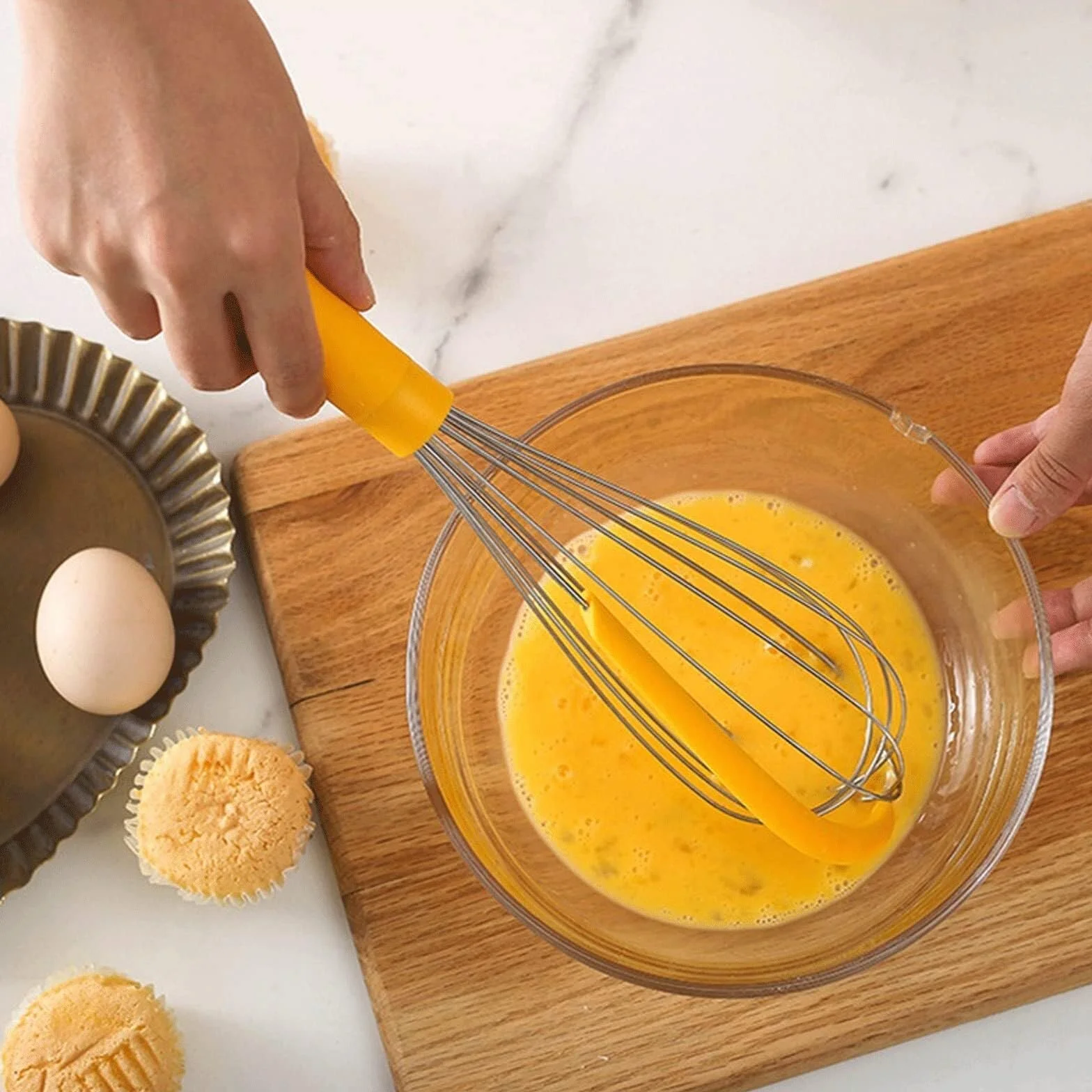 Batidora Cocina Galletas Batidor De Huevos Manual Giratorio Multifuncional, Cocina, Herramientas For Hornear, Mezclador Harina Silicona Hogar Leche(Black)