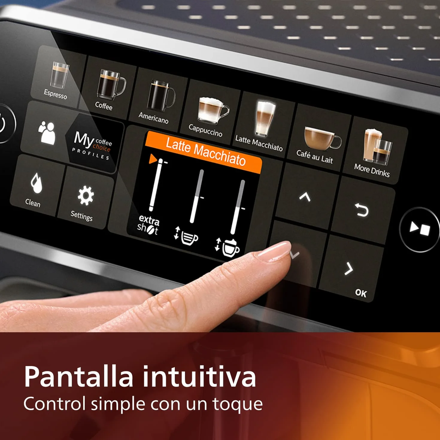 Philips Serie 5400 Cafetera Superautomática - Sistema de Leche LatteGo, 12 Variedades de Café, Pantalla Intuitiva, 4 Perfiles de Usuario, Negro (EP5441/50)