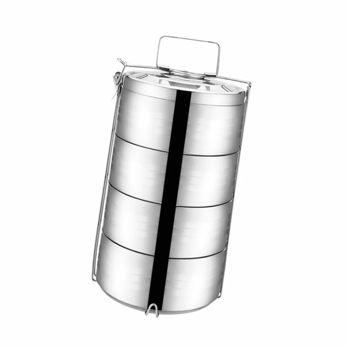 Operitacx Fiambrera Contenedor de Almuerzo Portátil Térmica de Acero Inoxidable Diseño de 4 Niveles que Conserva el Sabor Original Adecuado para Picnic y Escuela