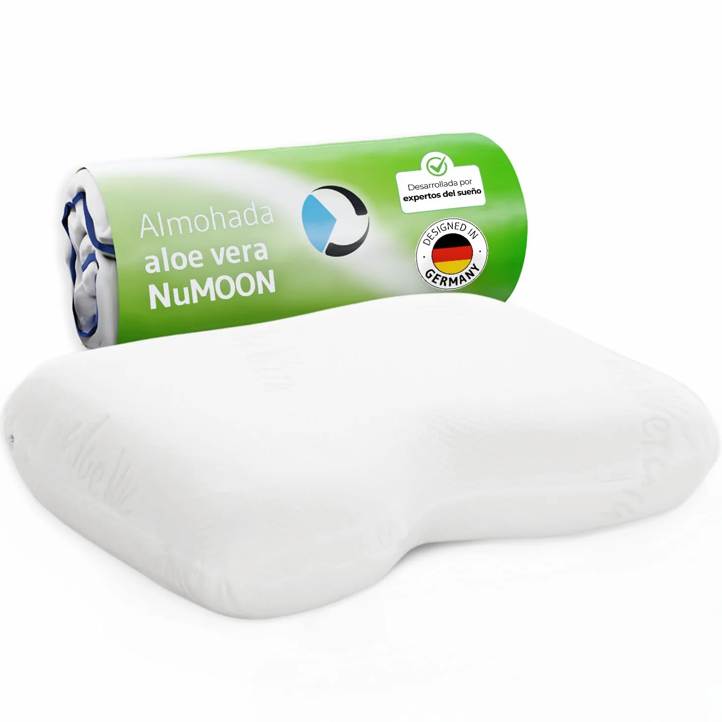 Almohada Ergonómica Cervical Viscoelástica NuMOON para todas las posiciones | Almohada Viscoelástica Cervical con Aloe Vera y Bambú, Diseño Ergonómico, 4 Posiciones para un Descanso Óptimo