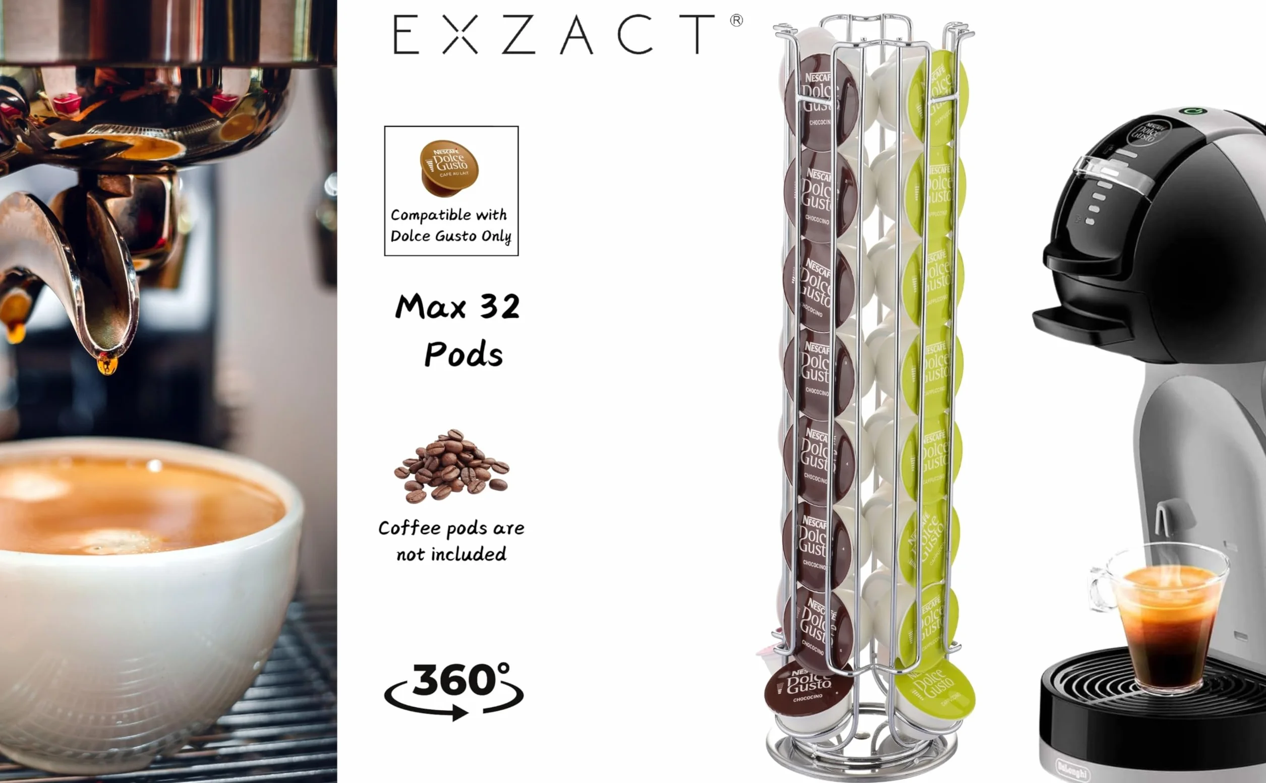 EXZACT EX-DG031-32 Soporte giratorio para Cápsulas de café Dolce Gusto 32 piezas