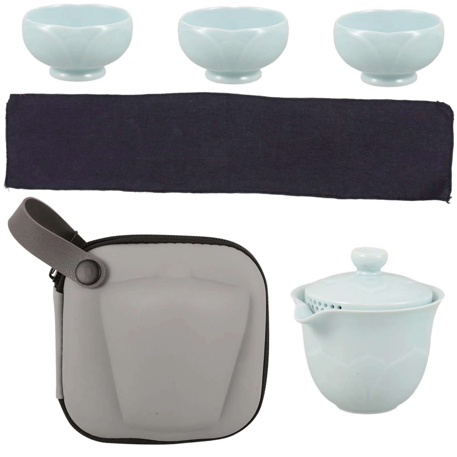 iplusmile 3juegos Té Portátil De Cerámica Set Completo Tazas y Tetera Elegante y Ligero Para Viajes y Oficina Para Aficionados Del Té