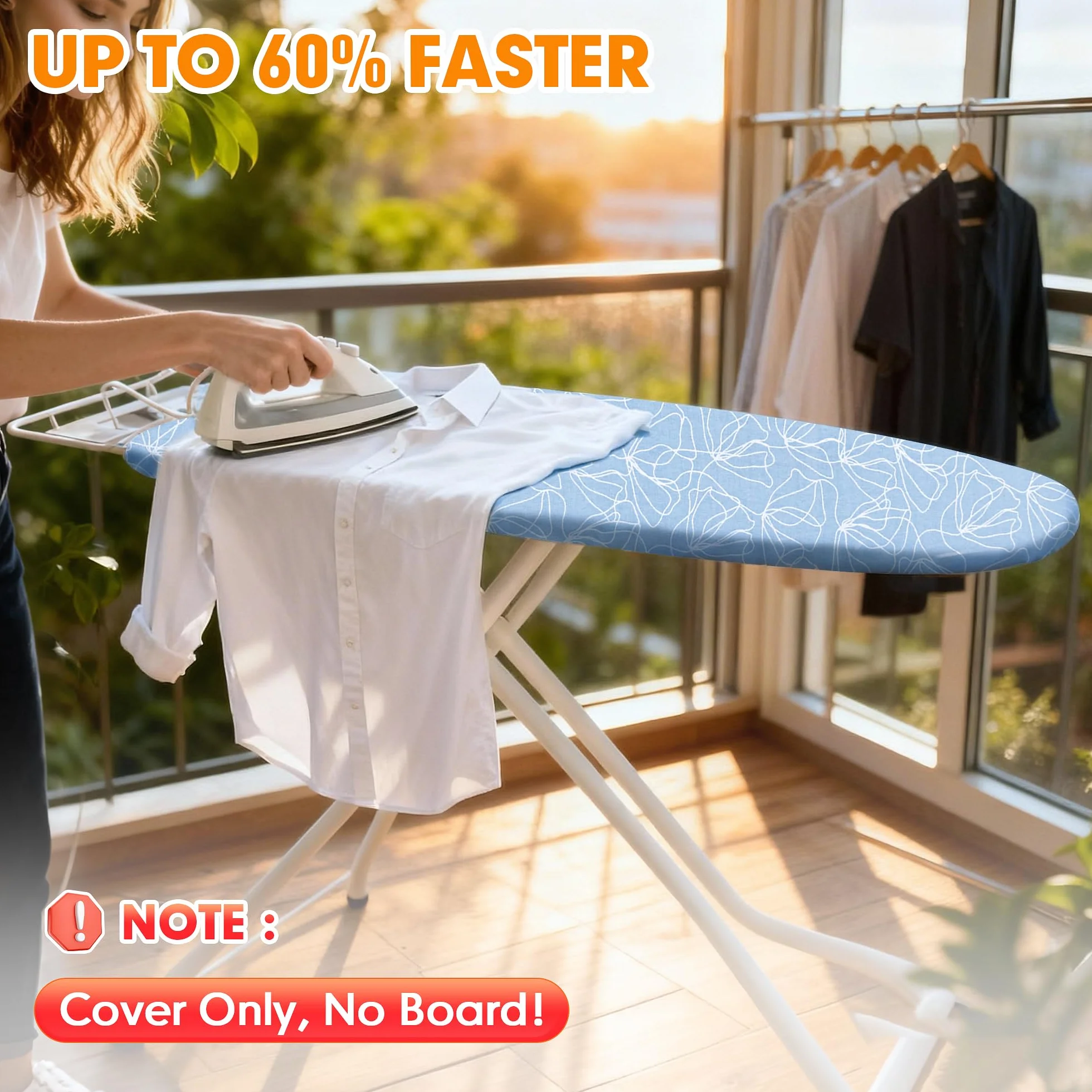 Dalykate Funda para tabla de planchar de 15 x 54 pulgadas con borde elástico y resistente a las quemaduras y a las manchas, acolchado grueso, 4 cierres y paño protector de malla