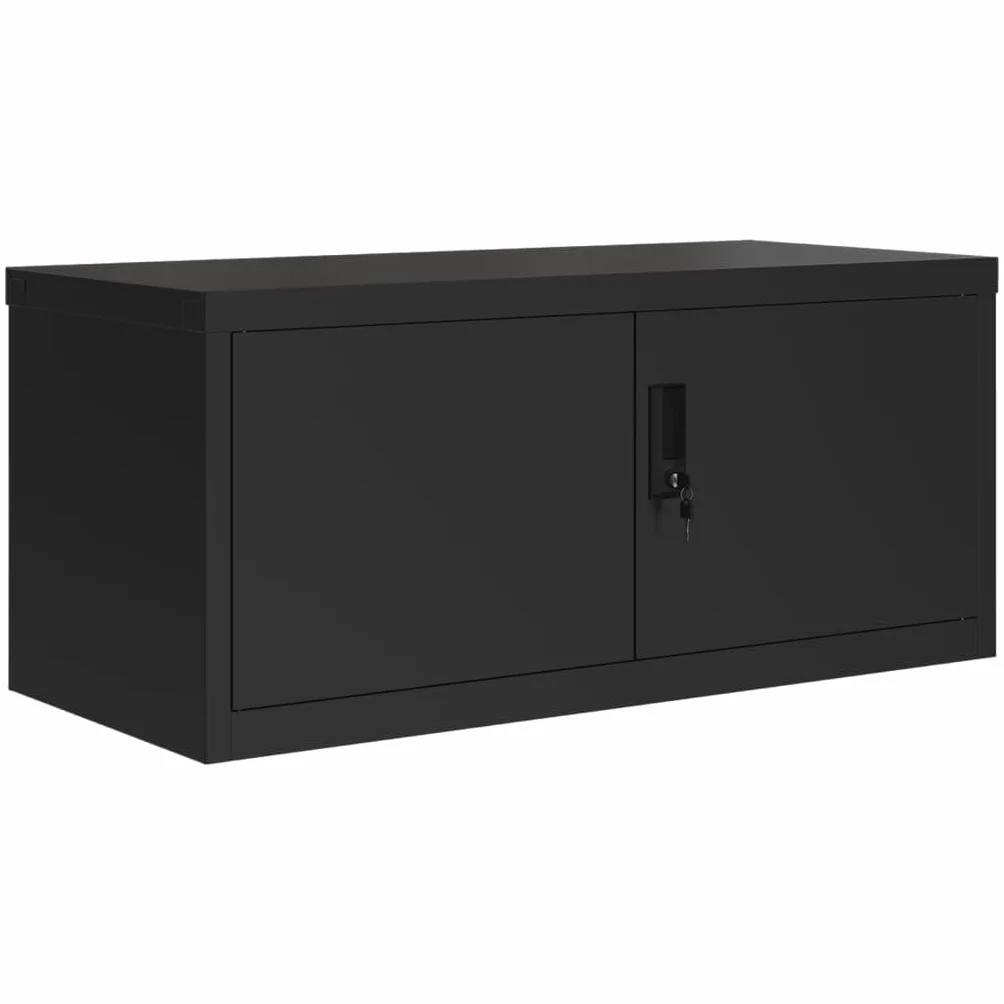 vidaXL Armario Archivador, Mueble Auxiliar con Cerradura, Almacenamiento de Archivos Documentos, Archivador para Oficina, Acero Negro