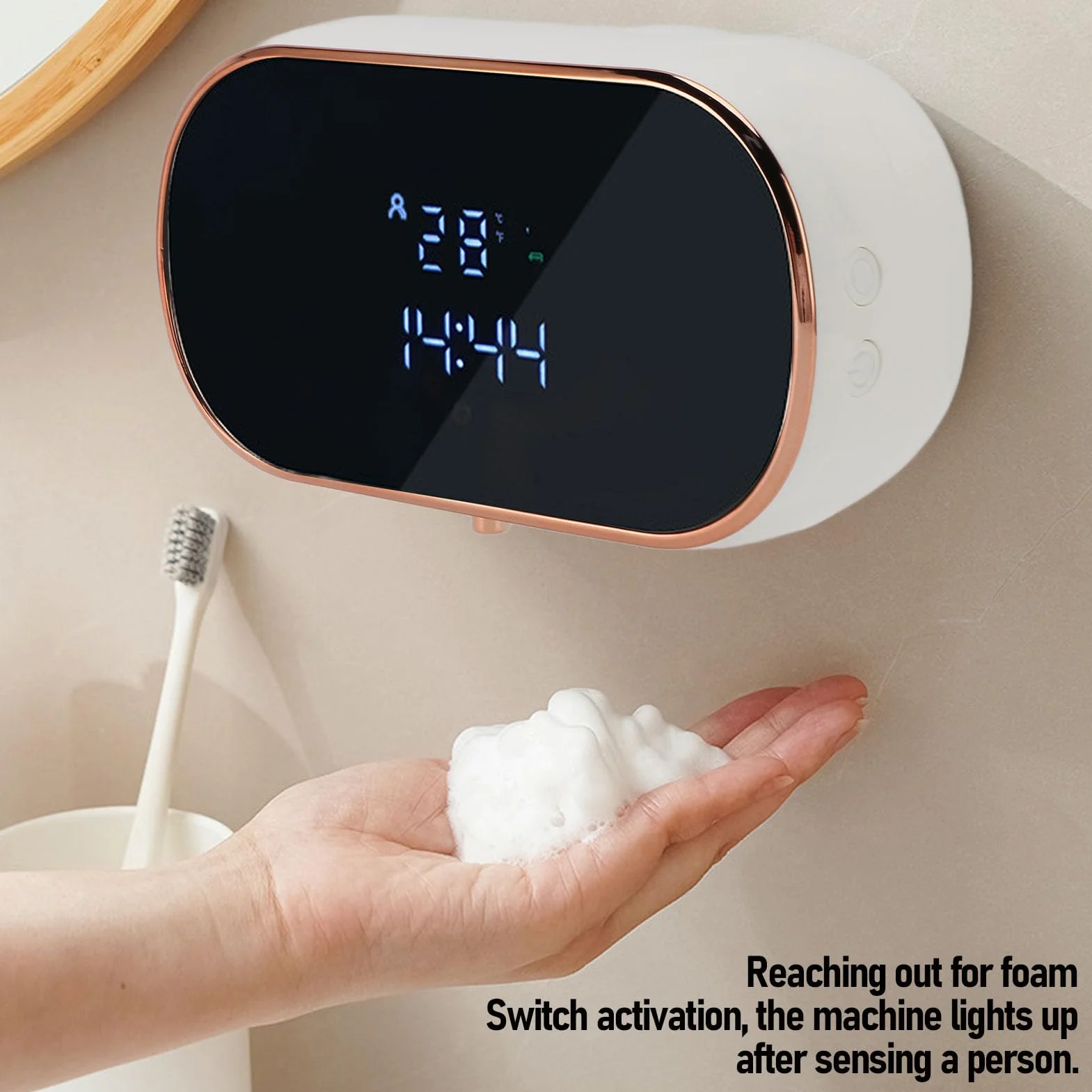 Dispensador de Jabón Automático, Dispensador de Jabón de Mano de 350 Ml de Mano, Dispensador de Líquido Automático Recargable de la Pared Montado en la Pared para la Cocina de