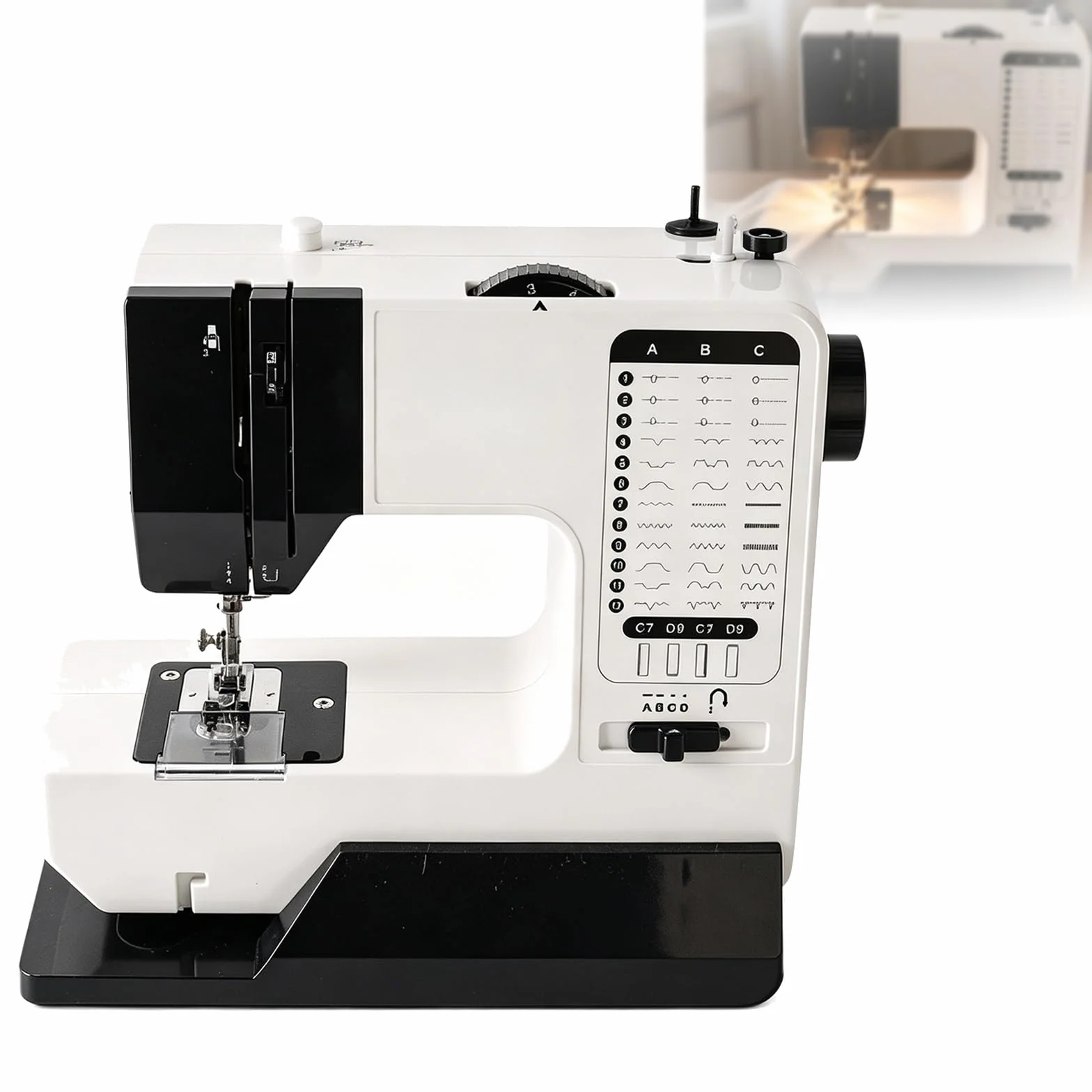 Máquina de coser industrial Overlock con 38 puntadas integradas, luz LED y mesa de extensión para tela gruesa, ideal para principiantes y profesionales