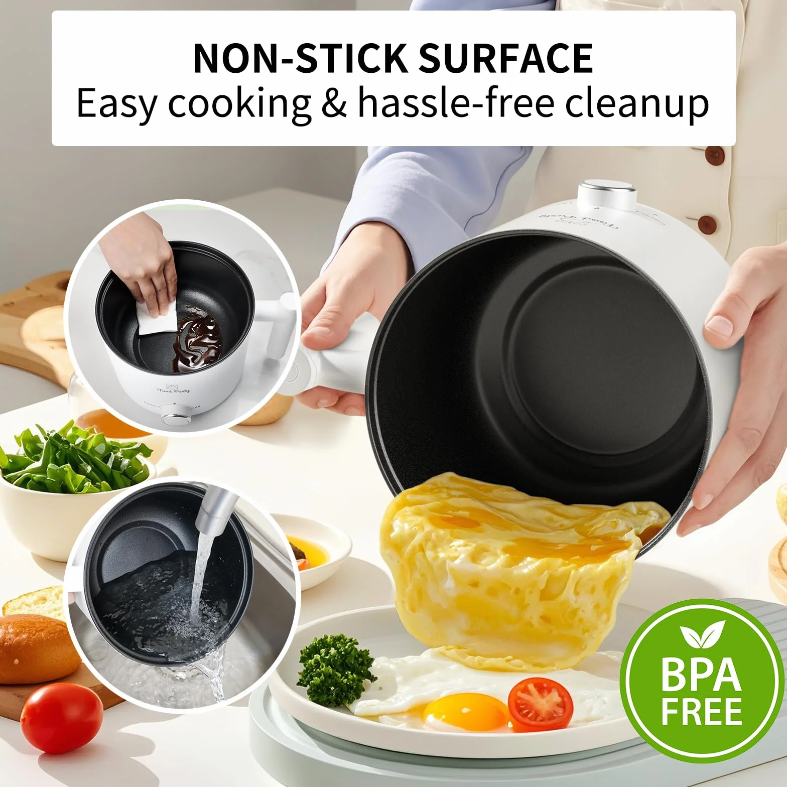 Olla Eléctrica para Cocinar Hot Pot 1.8L 220V Vaporera Eléctrica Shabu Shabu