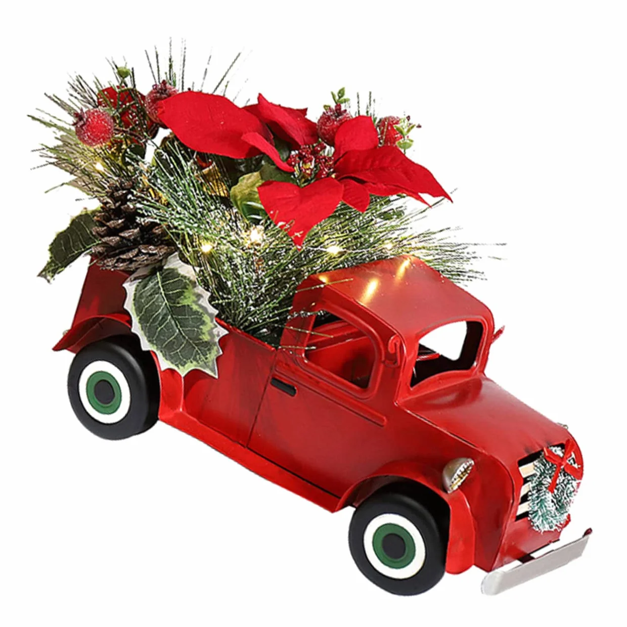 Cabilock Auto Camiones para Niños Coche En Miniatura Decoración De Navidad De La Casa De Campo Modelo Clásico Decoración De Camión Rojo Coches De Juguete Modelos Planchar Adornos Anticuado