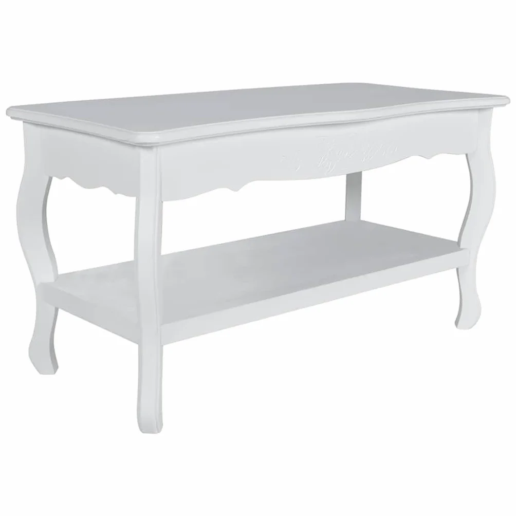Genérico Mesa de Centro de 2 Niveles de MDF Blanca,Mobiliario,Mesas,Mesas Decorativas,Mesas de Centro,60629