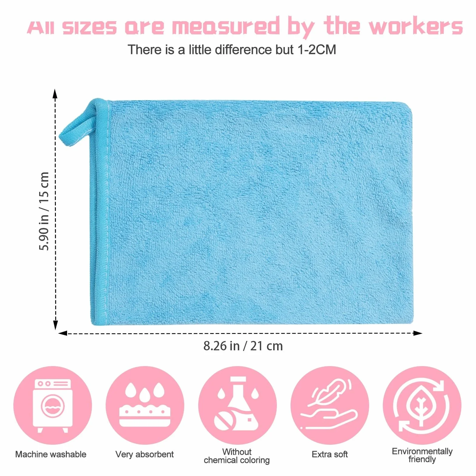 PHOGARY 10 Toallas Faciales Microfibra Premium 15x20 cm Superabsorbentes Secado rápido