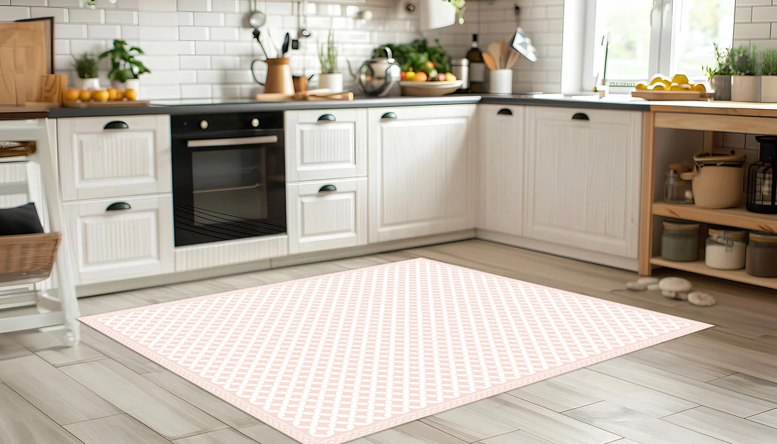 DobleUve Estudio Alfombra Vinílica Hidráulica 21 | Color Rosa | 65x110 cm | Alfombra Cocina Lavable Antideslizante | Alfombra Vinilica | Suelo Vinílico | Alfombra Vinilo Salón