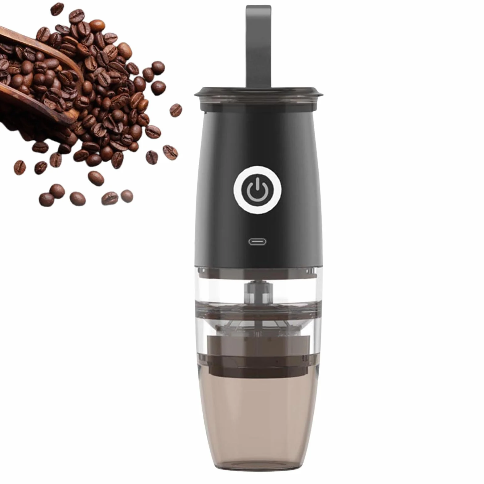 Molinillo de café portátil - Molinillo de café 2 en 1, molinillo de café para muelas | Molinillo de 3 tipos con 5 ajustes de molienda fina/gruesa y recipiente de café transparente
