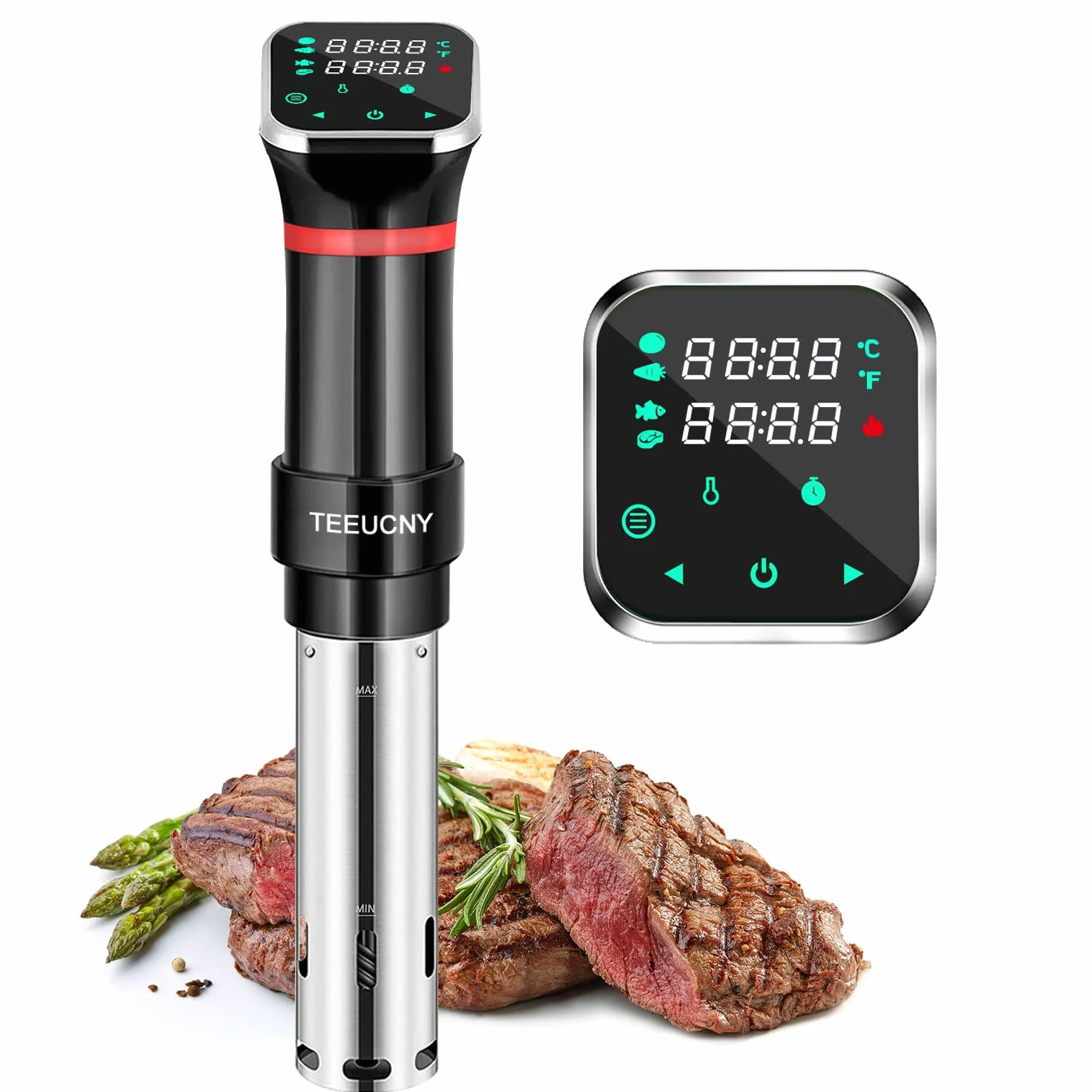 Sous Vide Aparato de Cocina Precisión, Máquinas para Cocinar al Vacío, Circulador de Inmersión Termal con Pantalla LCD Legible, Temporizador Ajuste de Temperatura, Noxidable Libre de BPA 1100W