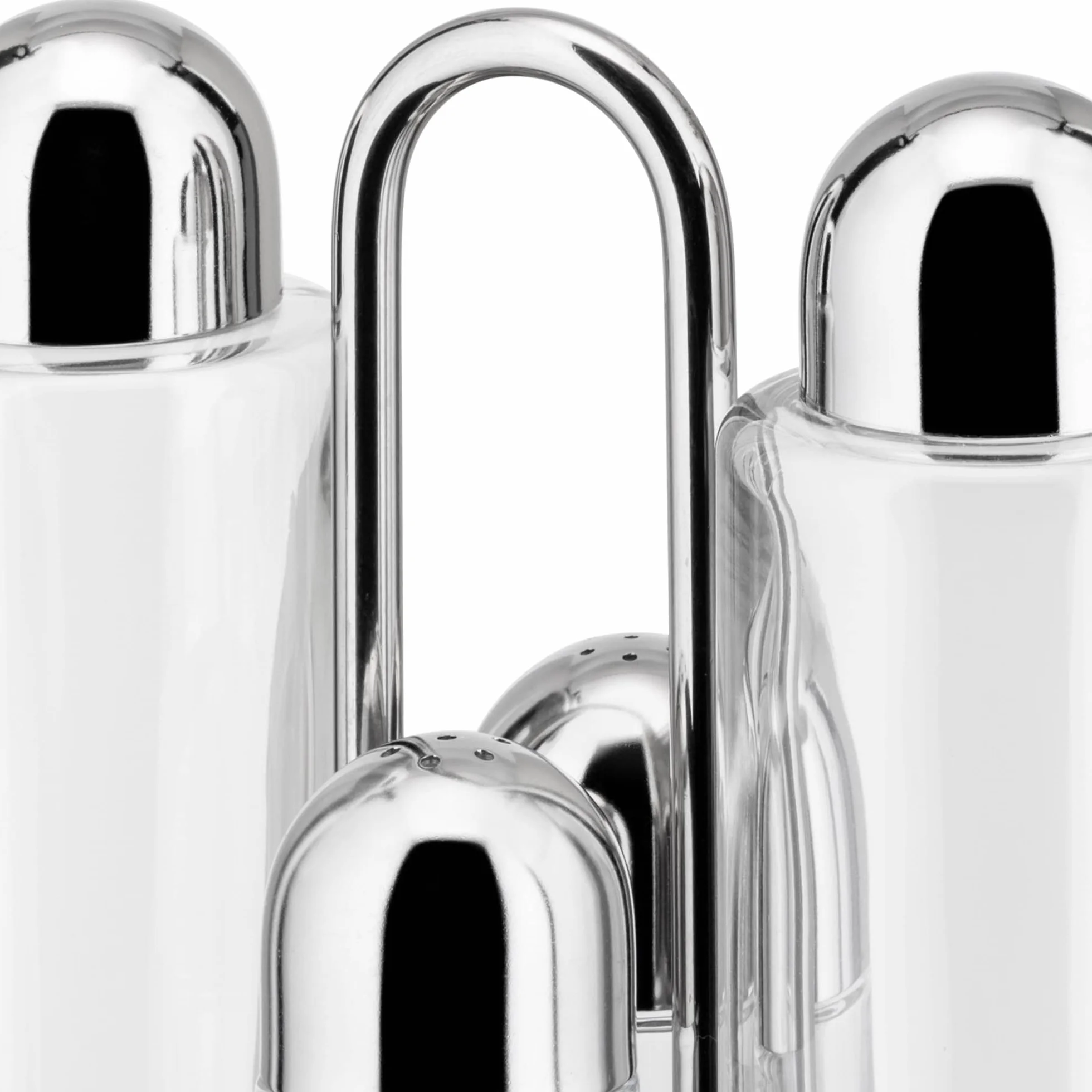 Alessi 5070 - Set de Vinagreras de Diseño para Aceite, Vinagre, Sal y Pimienta en Acero Inoxidable 18/10 y Vidrio Cristalino