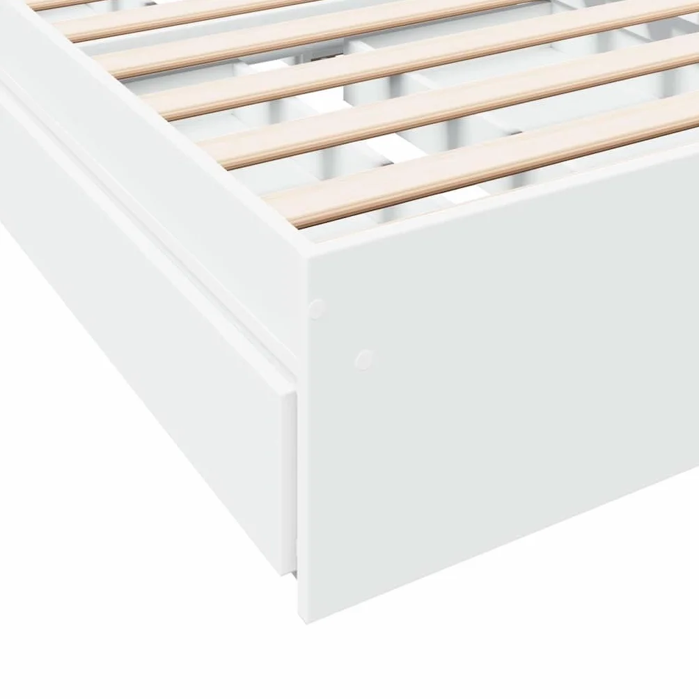 vidaXL Cama con cajones Madera de ingeniería Blanca 75x190 cm, Cama, Cama con almacenaje, Estructura de Cama Individual, Cama Individual