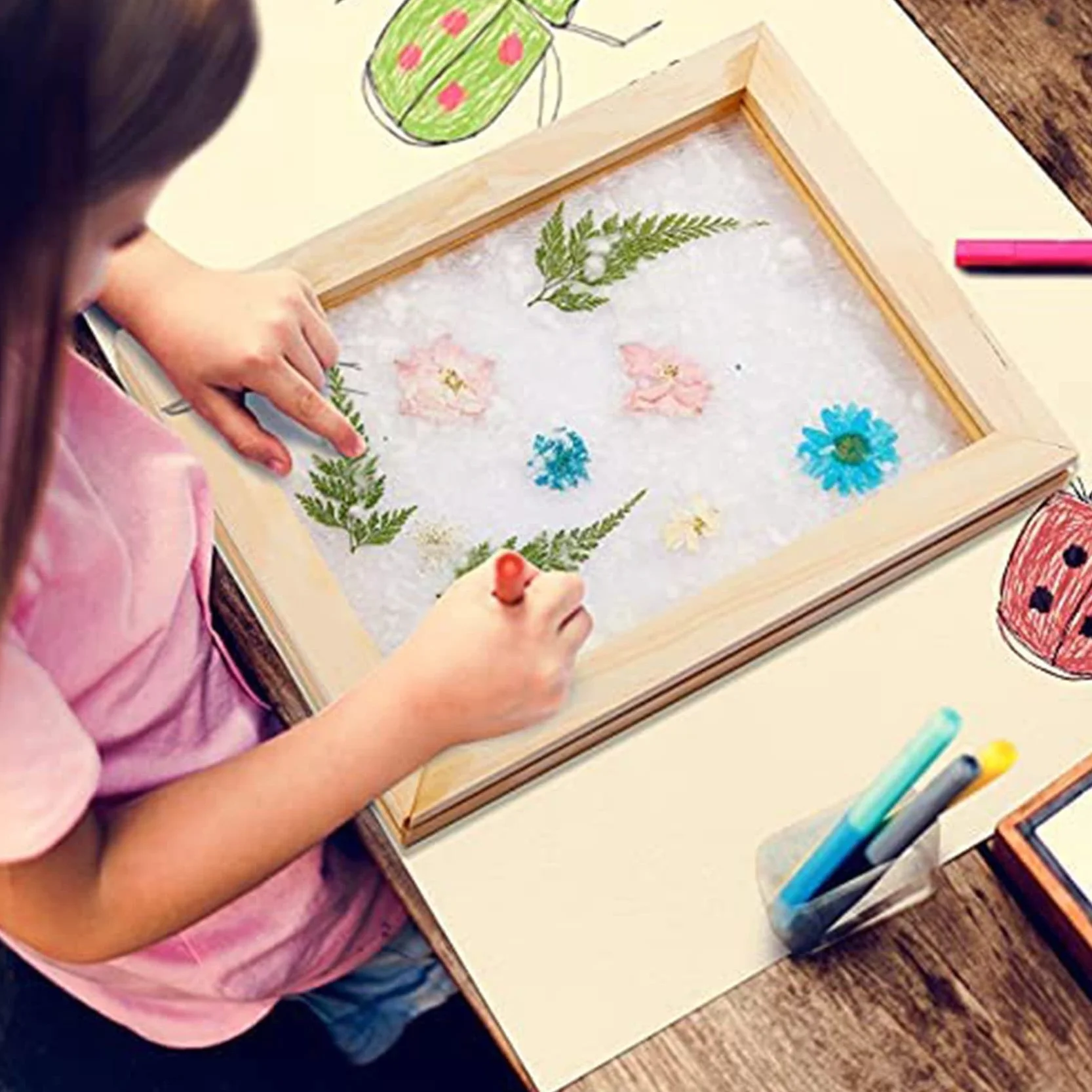 Kit de Pantalla para Hacer Moldes de Papel de Madera 3 Piezas Marcos 3 Tamaños Manualidades DIY