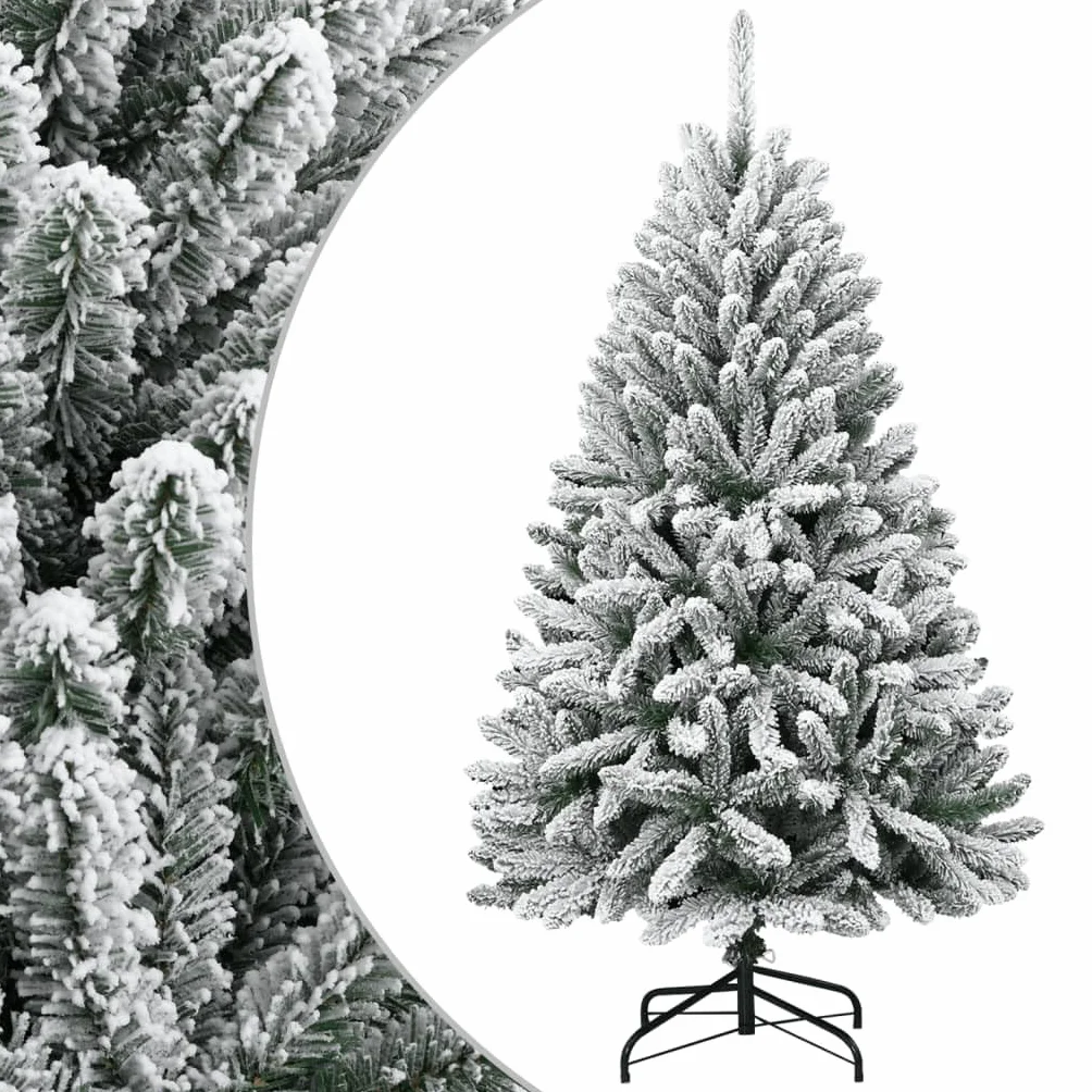 Árbol de Navidad artificial plegable, cubierto de nieve, 150 cm, puntas realistas de PVC, soporte de metal resistente, para interiores y exteriores, 530 ramas
