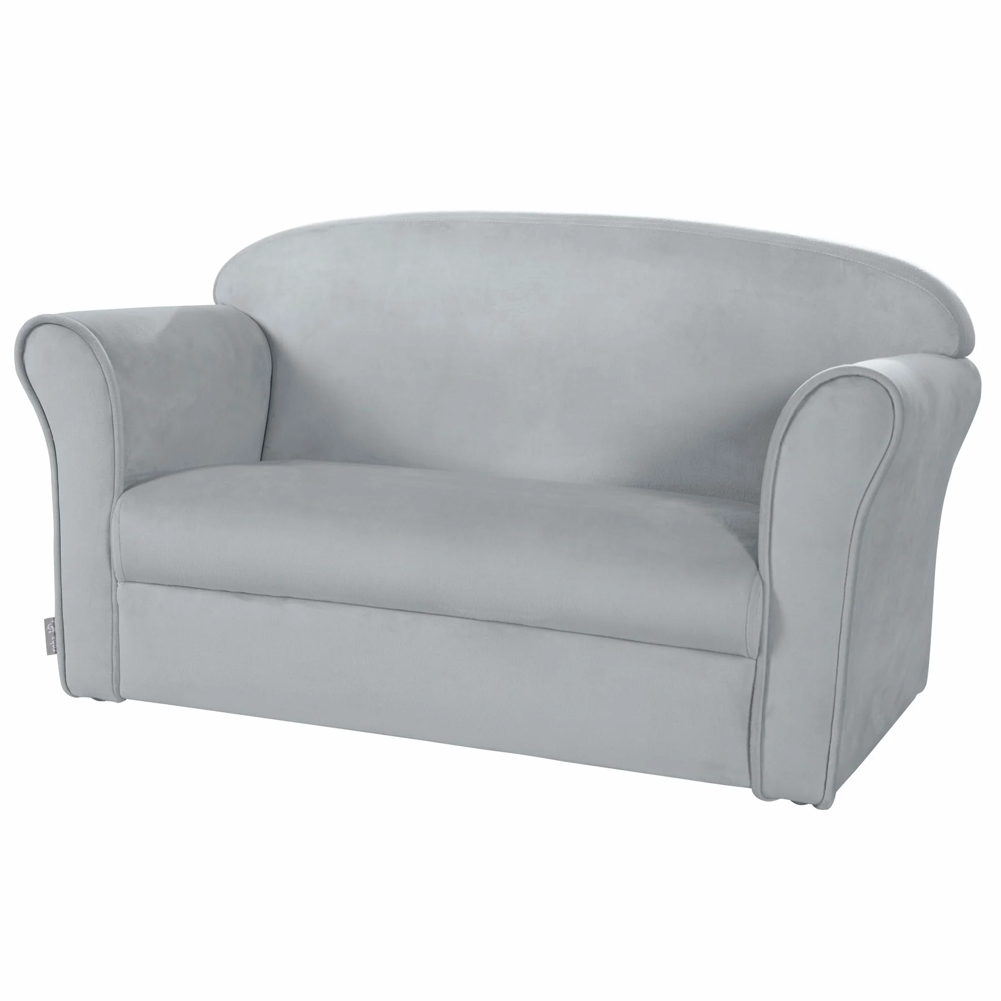 roba Sofá Infantil en Terciopelo Lil Sofa, 2 Plazas, Sillón con Apoyabrazos Cómodo para Niñas y Niños, Gris