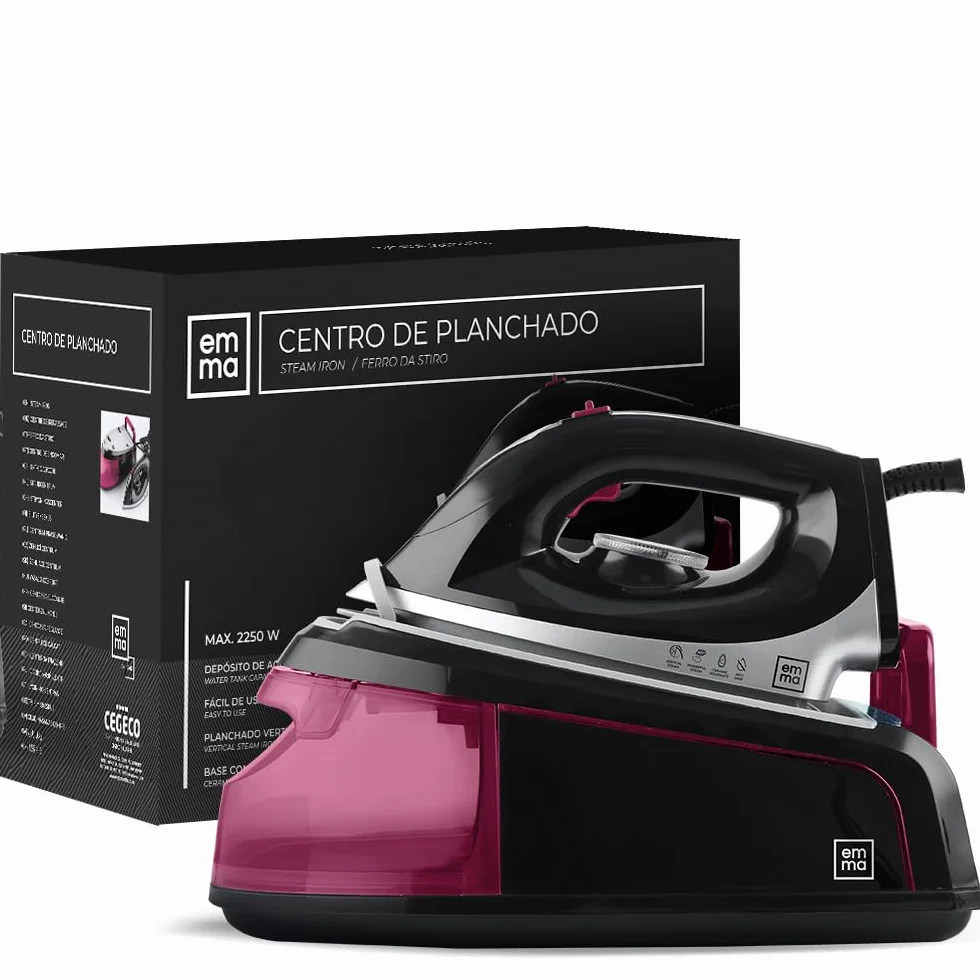 EMMA Centro de Planchado con Base Cerámica, 2250 W, Vapor Continuo, Estilo Moderno, Color Verde, 230 V