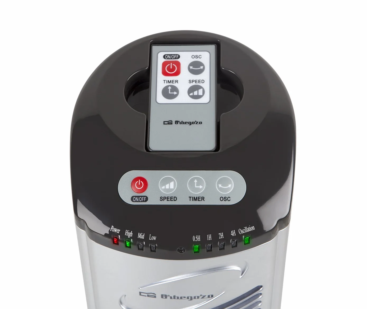 Orbegozo TWM 0975 - Ventilador de torre, 3 velocidades, mando a distancia, temporizador, oscilante, asa de transporte, 45 W, gris