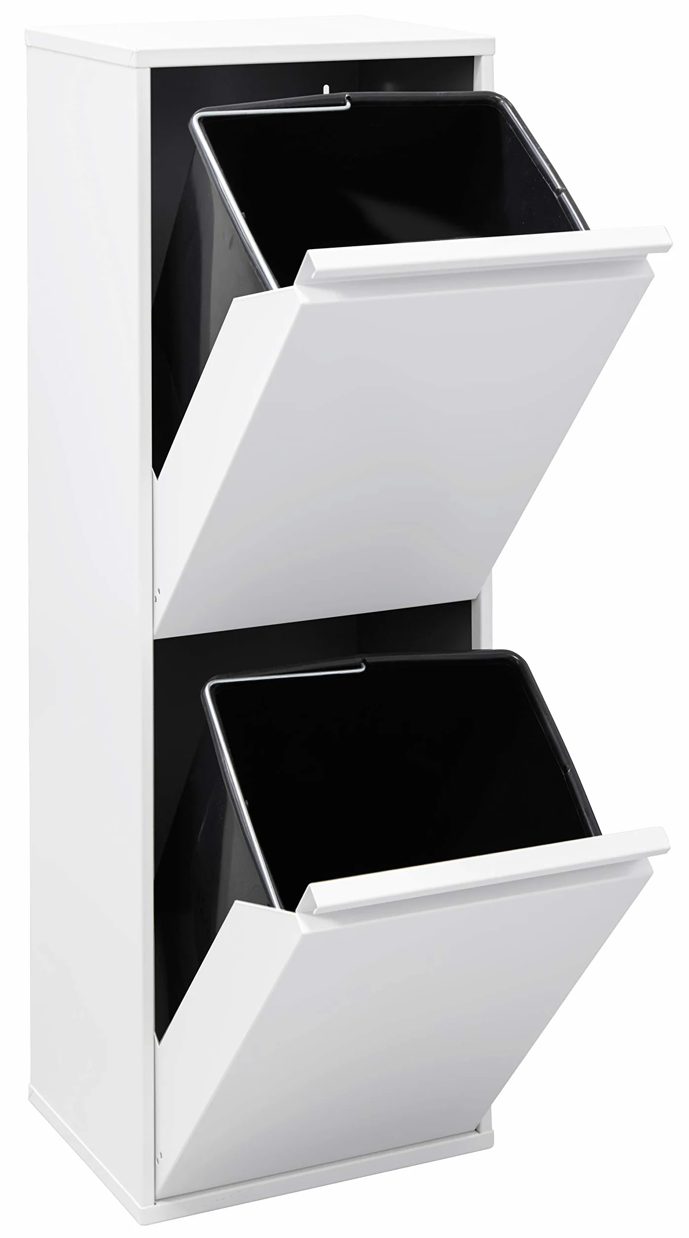 Arregui Basic CR201-B Cubo de Basura y Reciclaje de Acero de 2 Compartimentos | 2x17 L (34 L) | Cubos de Basura de Cocina | Contenedores de Reciclaje para Casa u Oficina | blanco