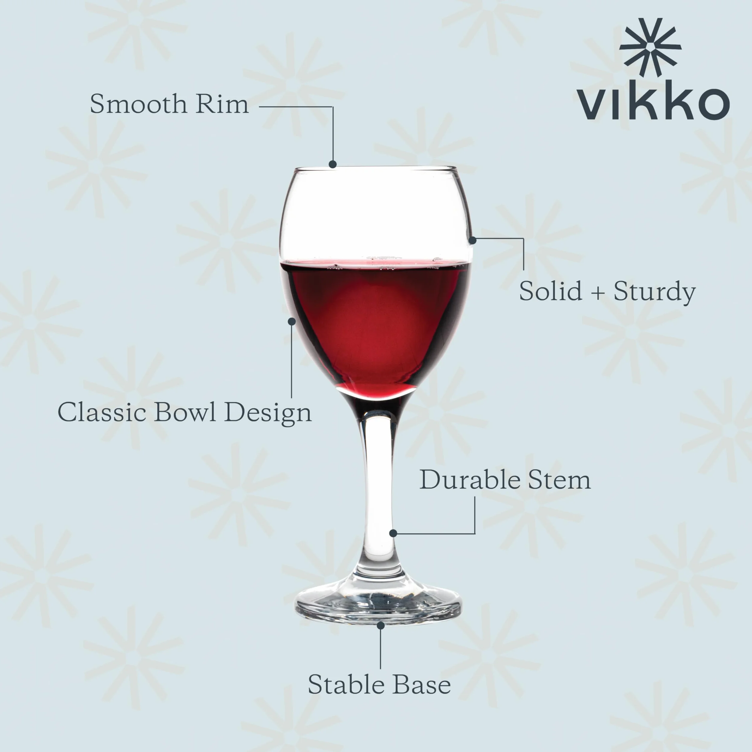 Vikko Copas de vino de cristal de 8.5 oz: copas de vino pequeñas, copa de vino para vino tinto y blanco con tallo, vasos transparentes para vino, copas de vino gruesas y duraderas, juego de 12 copas
