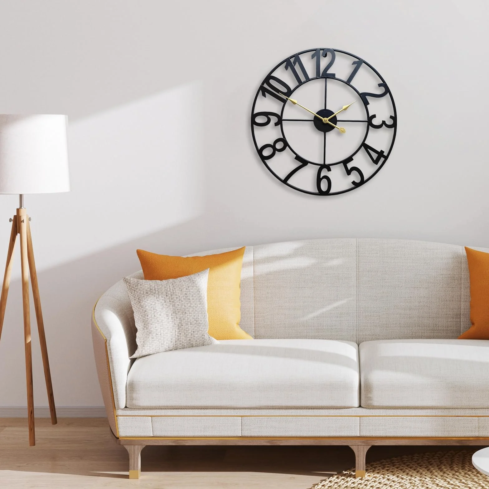 Reloj de pared grande de metal de 16 pulgadas, reloj de pared de hierro negro con números arábigos, movimiento de cuarzo silencioso, diseño industrial vintage para interiores, exteriores cubiertos