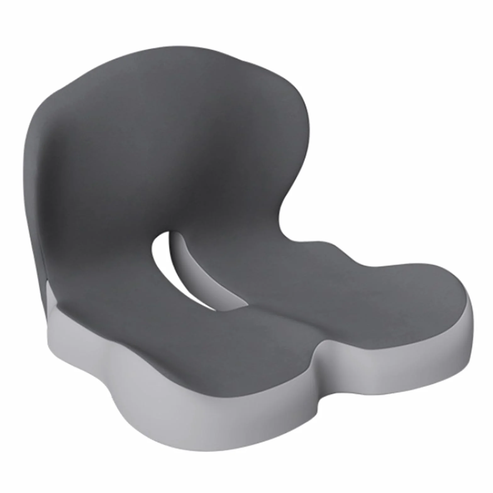 Cojín de asiento ergonómico con doble esquema de color gris para apoyar la parte inferior de la espalda y acolchado ortopédico de doble gris ventilado cómodo