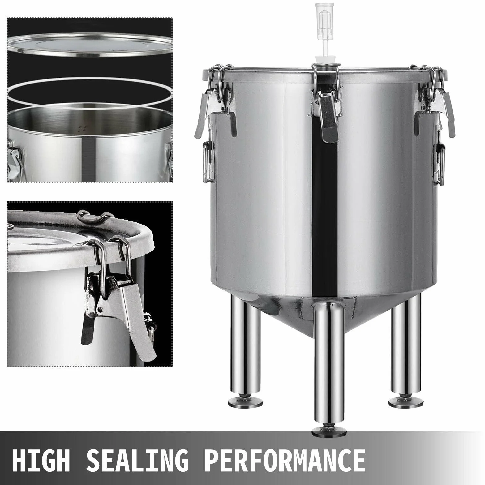 Cubo for fermentador de cerveza, acero inoxidable 304, 15L-50L, bote vino alto sellado for bebidas, elaboración lácteos, promoción la fermentación Para principiantes y uso doméstico(26L)