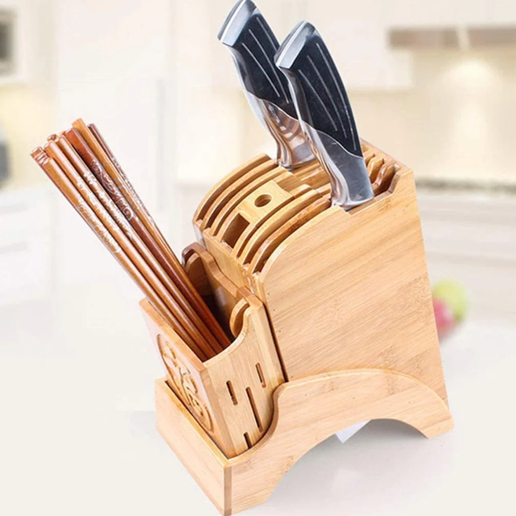 Bloque Cuchillos Cocina Soporte for Cuchillos De Cocina, Estante De Almacenamiento De Cuchillos De Chef De Madera, Bloque De Cuchillos De Bambú, Herramientas De Vajilla