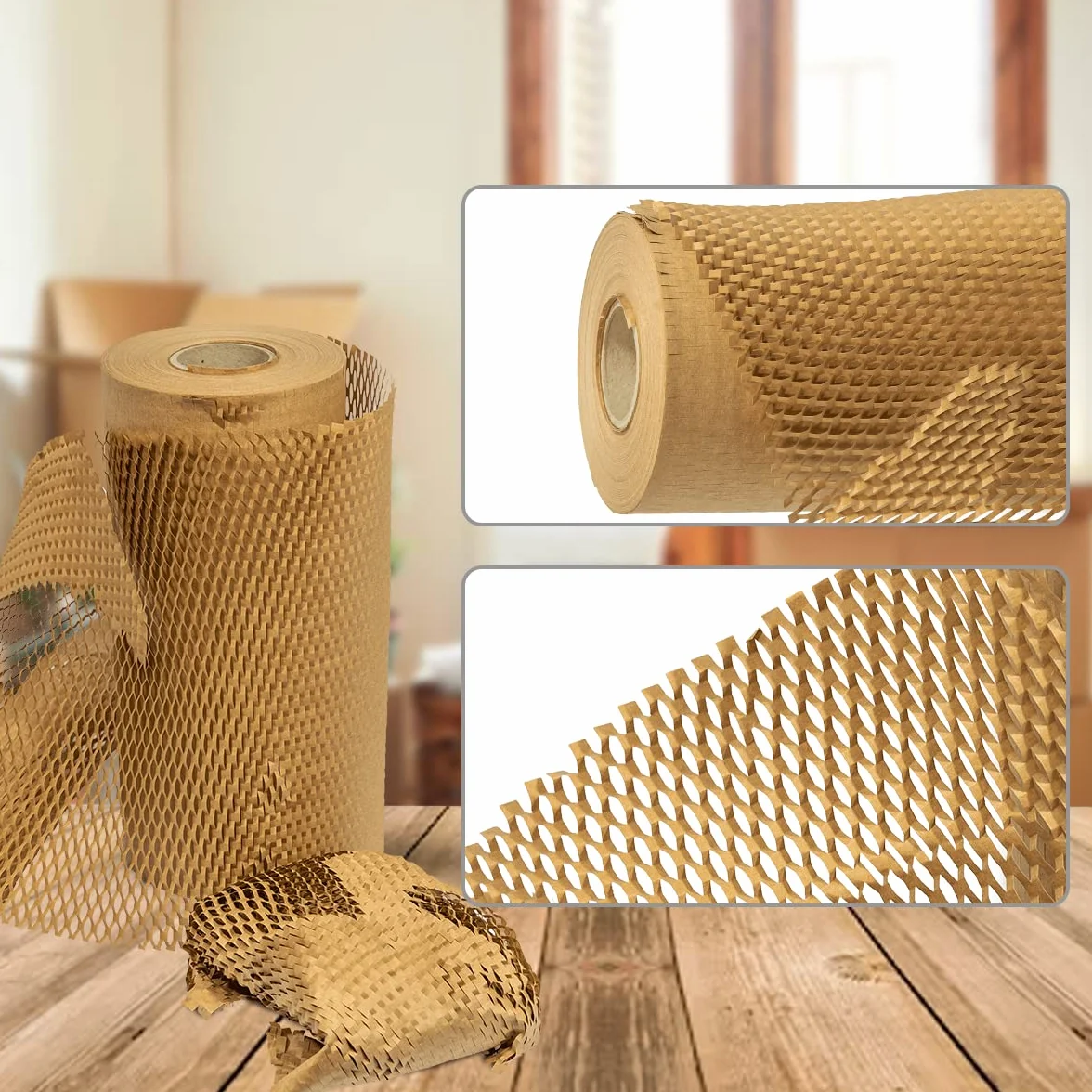 Papel de Embalaje Nido de Abeja 30cmx250 metros (75m²) Rollo de Papel Material de Embalaje Relleno Rollo de Papel Kraft para Mudanzas