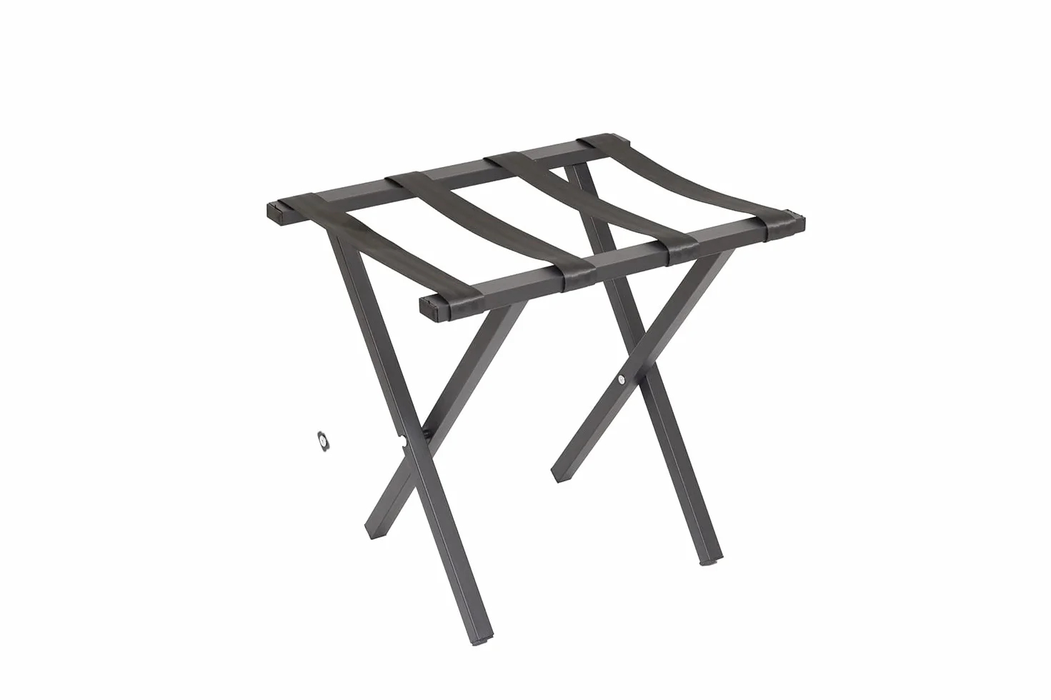 Mabel Home Portaequipajes plegable de metal, soporte para maleta con correas de nailon, 5 modelos y 3 colores, para hotel, dormitorio, habitación de invitados, armario (400 negro)