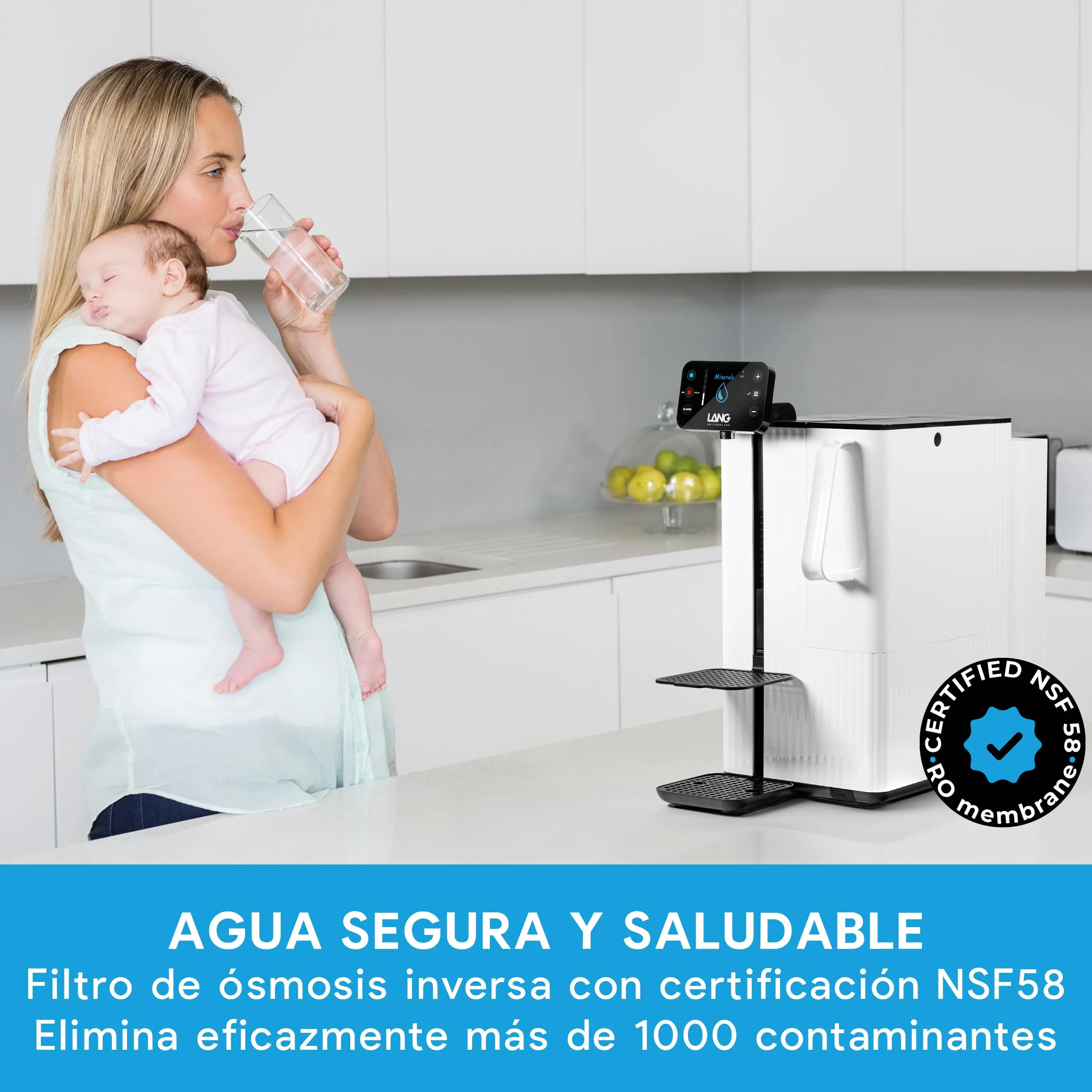 LanGWATER Filtro de ósmosis inversa RO - Cartucho de reemplazo para TheWell2 - Membrana RO certificada NSF 58 para purificador de agua LANGWATER - Instalación fácil - Vida útil 2 años (según TDS)