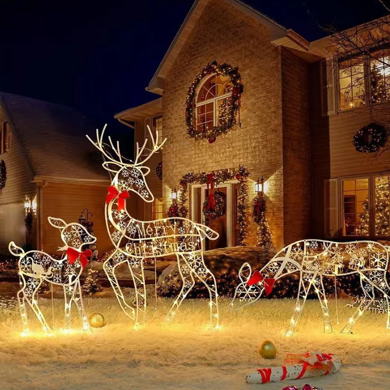 Familia De Navideños para Exteriores Decoración De Jardín Trasero | Decoración Navideña Jardín para Propietarios Planificadores de Jardín Delantero Porche Patio Césped